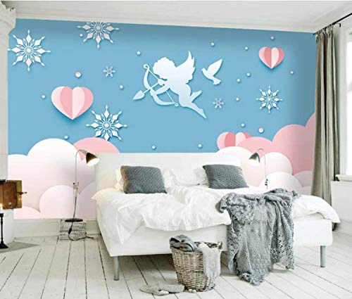 3D Snowflake Cloud Cupid Wall Decal - Self-Adhesive Removable Vinyl Wallpaper Mural (205