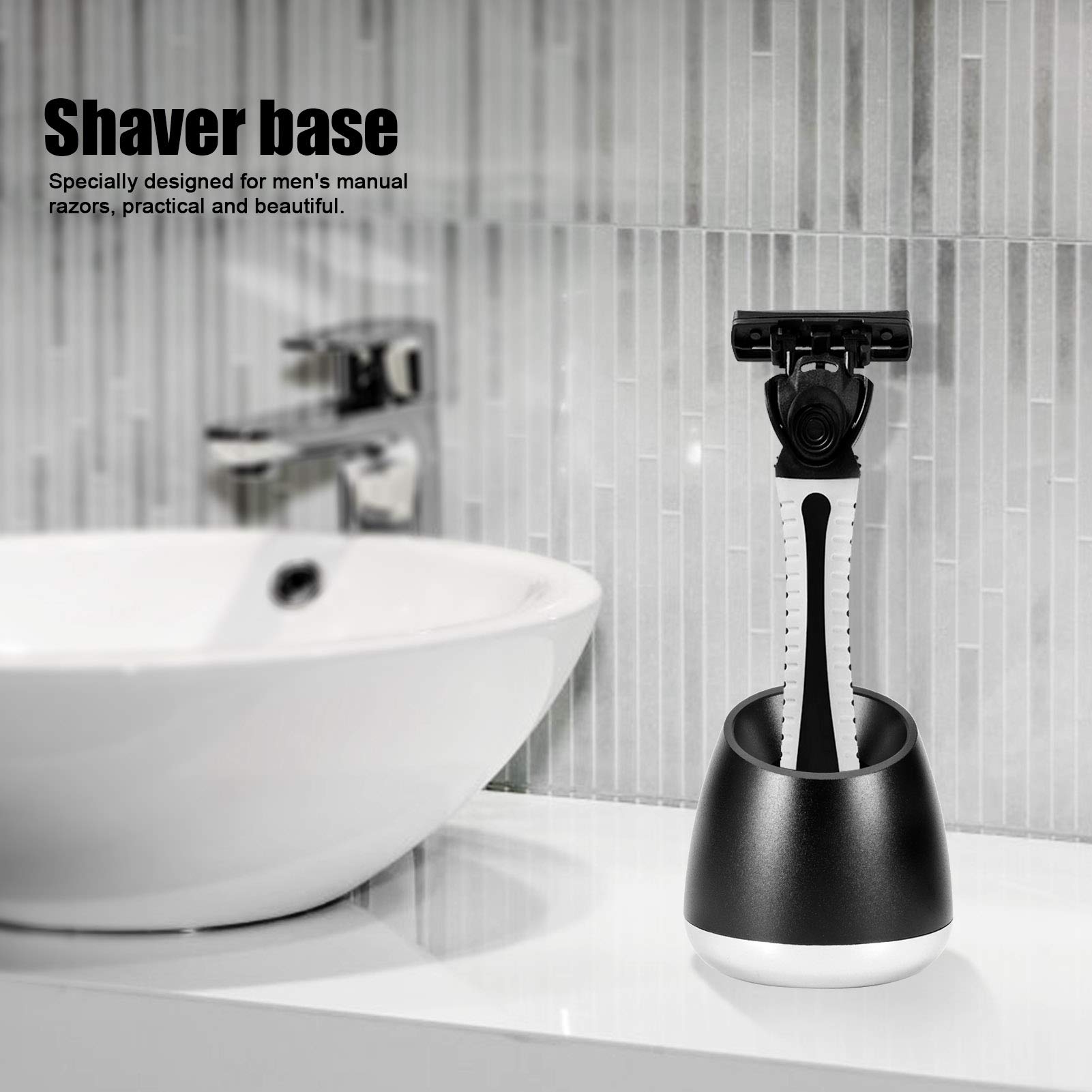 Premium Aluminum Razor Stand for Men - Durable Safety Shaver Holder & Beard Shaving Razor Organizer | Perfect for Bathroom Countertop, Travel & Grooming Station Accessories