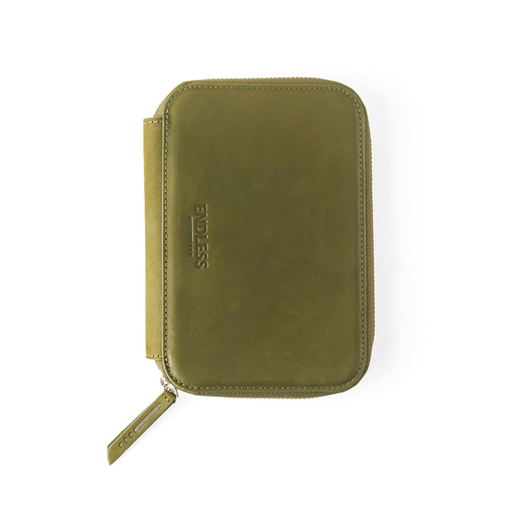 Premium Adjustable Leather Pen Pouch - Holds 5 Pens, Green - Perfect for Office, School & Travel Organization