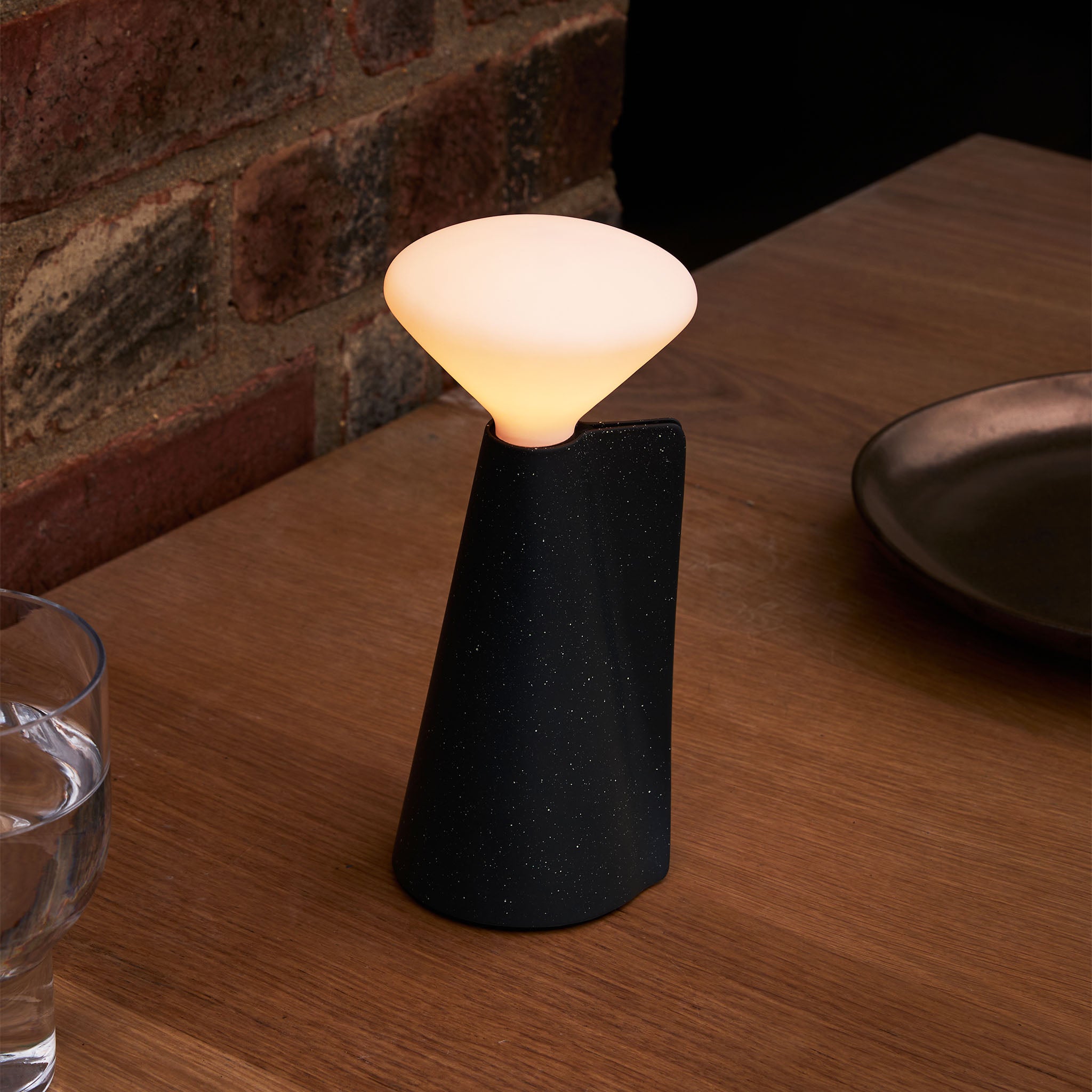 Granite Black Mantle Portable Lamp - Rechargeable LED Desk Light for Home, Office, and Outdoor Camping Use