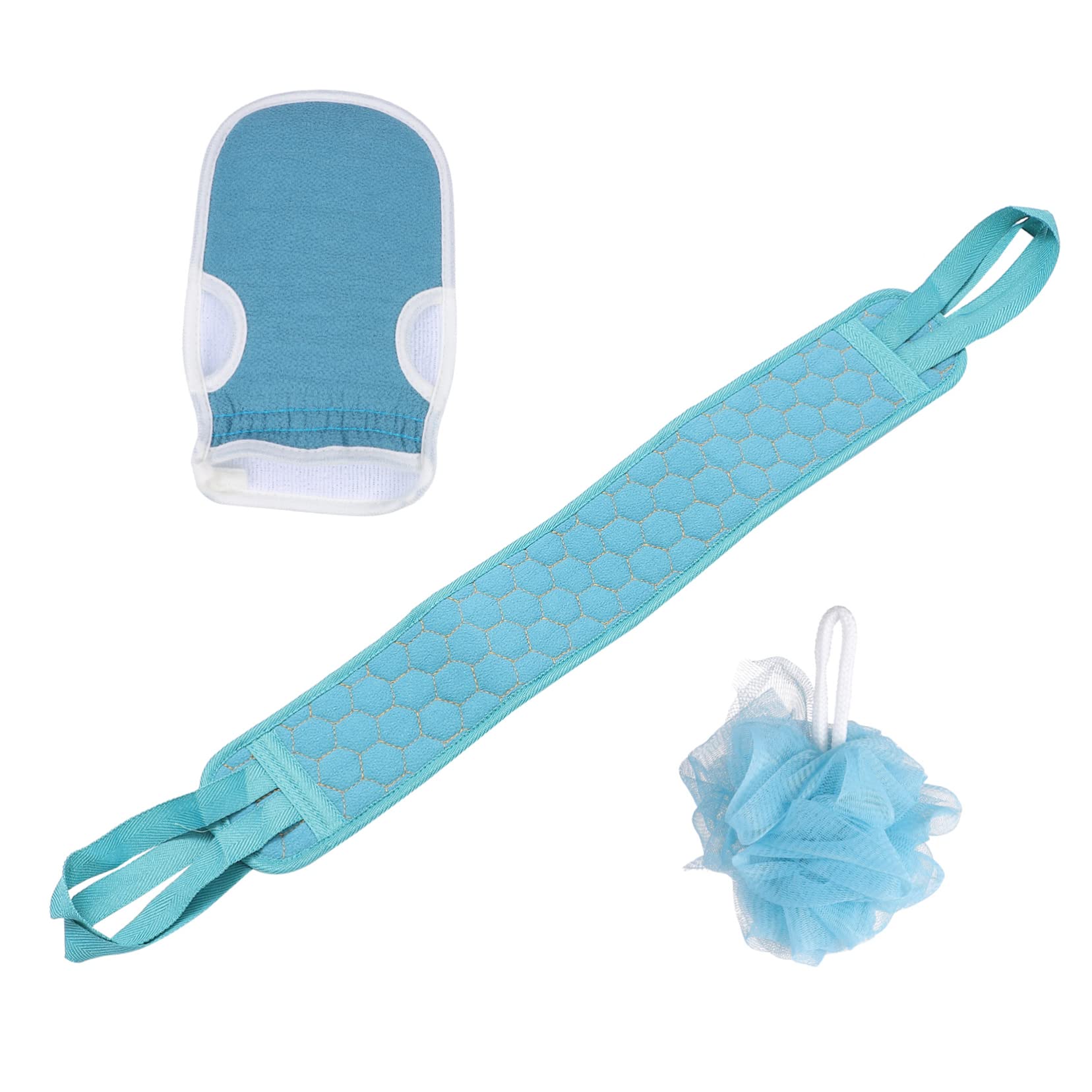 Premium Spa Bath Set - 3-Piece Body Scrub Mitt, Back Scrubber & Wash Glove | Exfoliating Towel for Deep Cleansing | Home Spa, Shower & Massage Essential | Soft Fabric for Gentle Skin Care