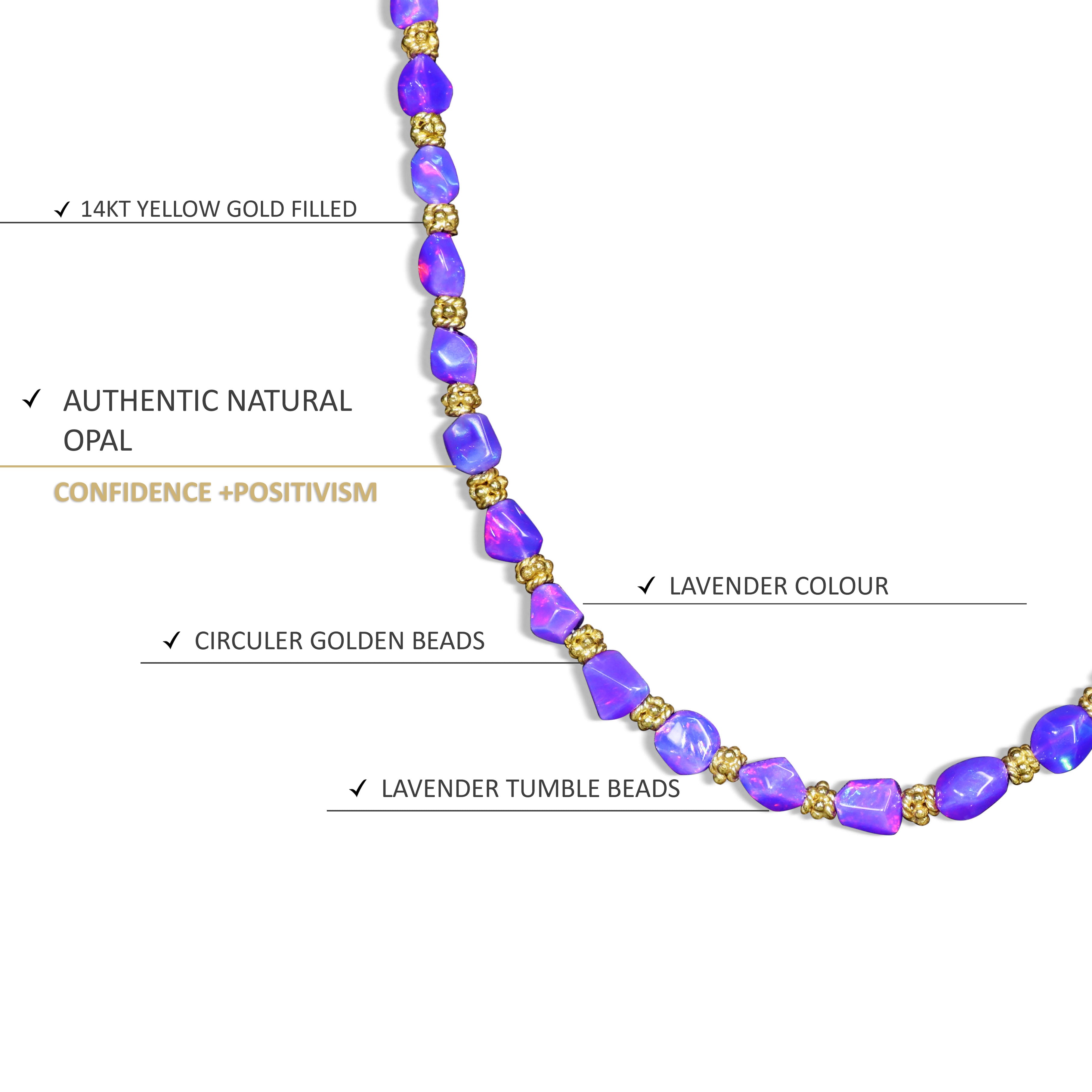 Natural Lavender Opal Tumbled Stone Necklace - Healing Crystal Jewelry for Women, Spiritual Protection & Positive Energy - Perfect for Meditation, Yoga & Everyday Wear