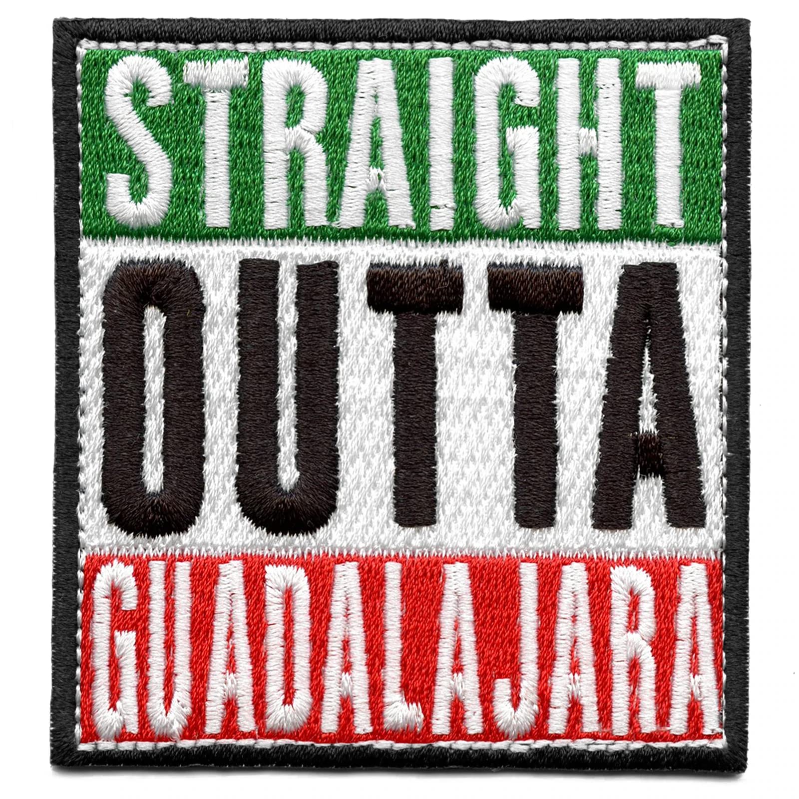 Straight Outta Guadalajara Embroidered Iron On Patch - Custom DIY Sewing Applique for Jackets, Hats, Bags - Perfect for Punk, Biker, Denim Fashion