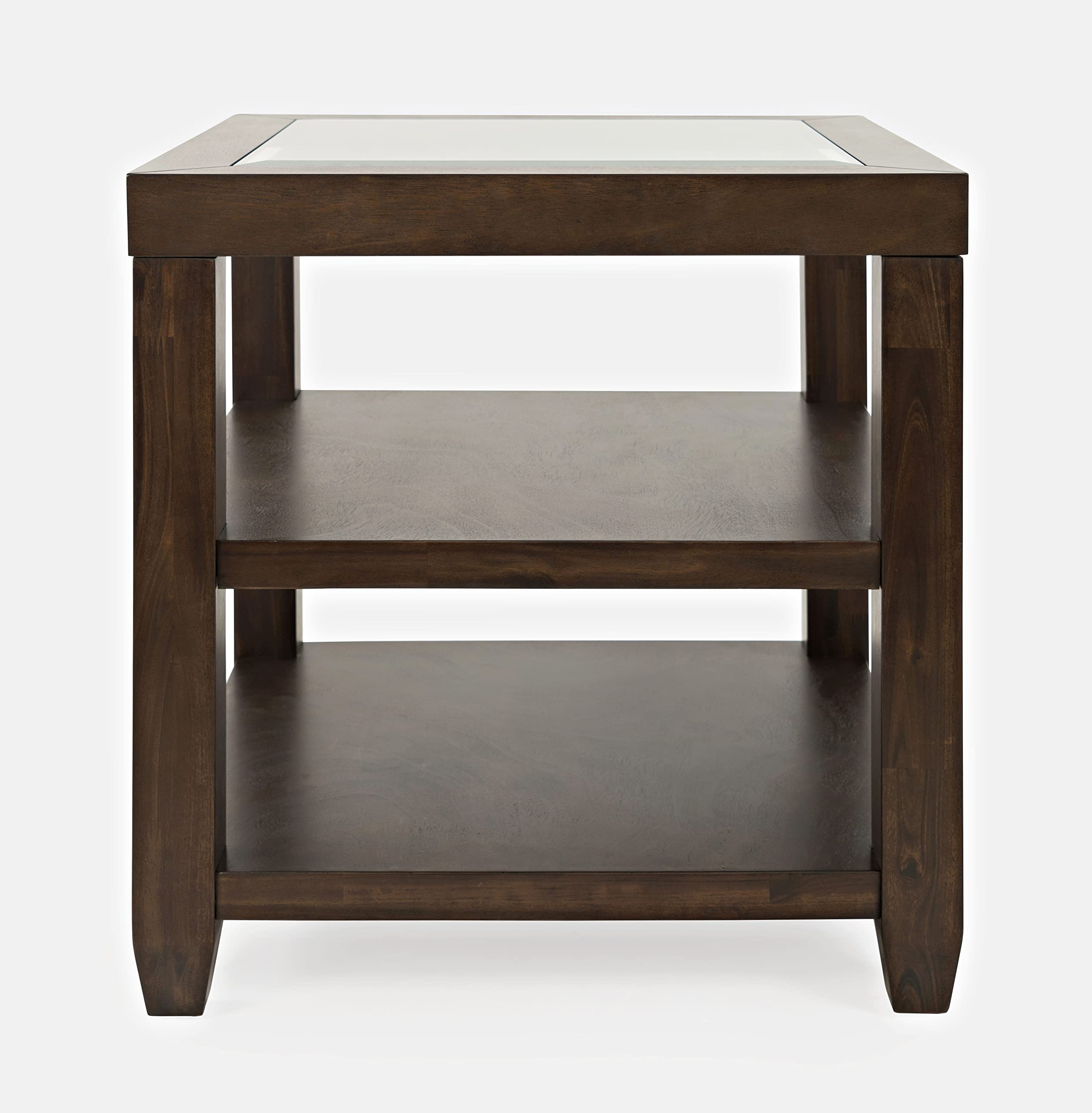 Jofran Inc. Modern Glass Inlay End Table with Storage Shelf | Stylish Living Room Side Table for Small Spaces | Perfect for Apartments, Dorms & Home Decor