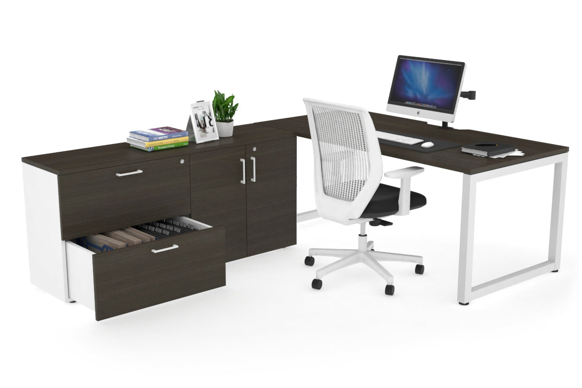Quadro Loop Executive White Frame Office Chair - 1800L x 800W with Cable Scallop - Ergonomic Desk Chair for Home & Office Workspace