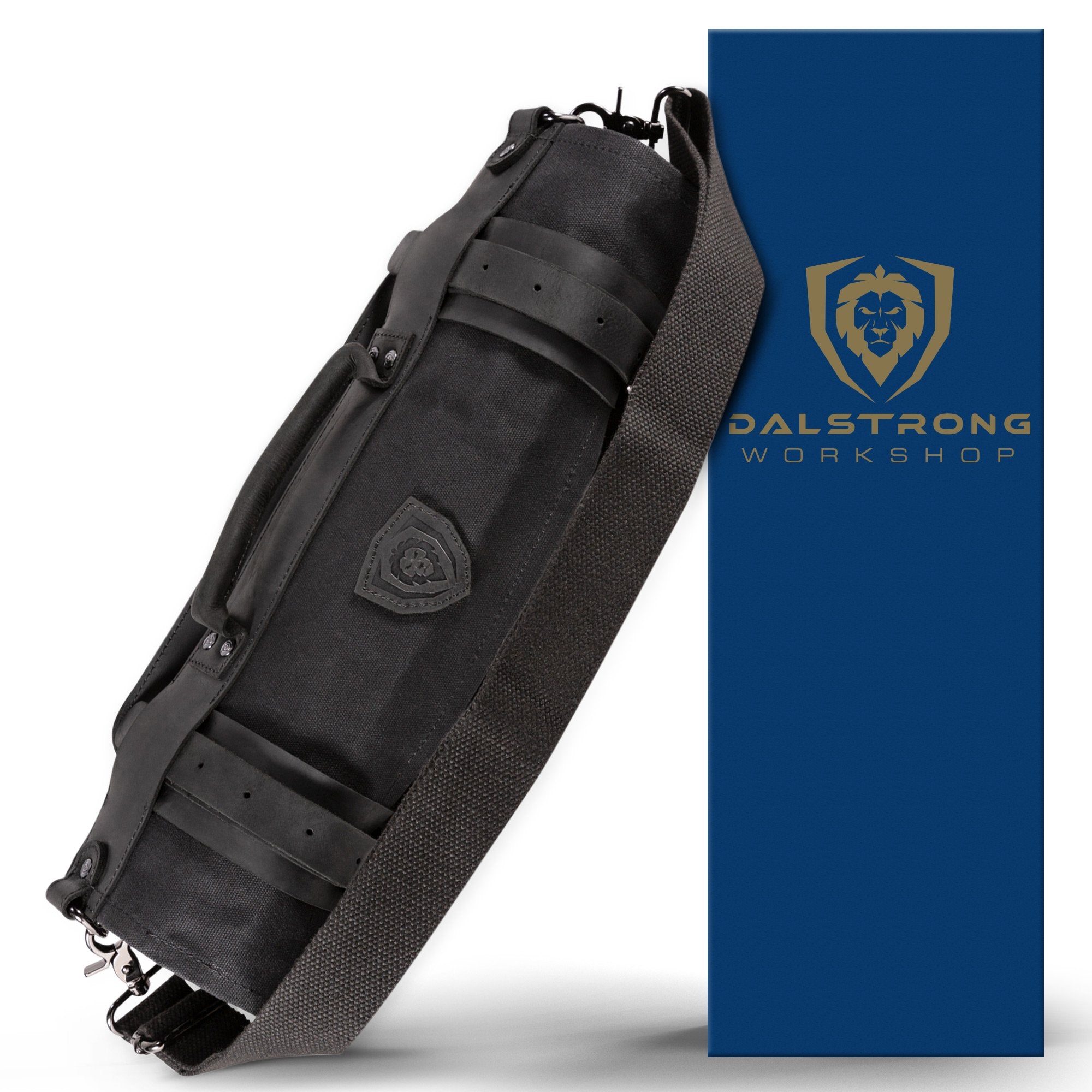 12oz Heavy Duty Canvas & Leather Knife Roll - Nightmaster Black | Dalstrong Professional Chef Knife Holder | Perfect for Chefs, BBQ & Outdoor Cooking