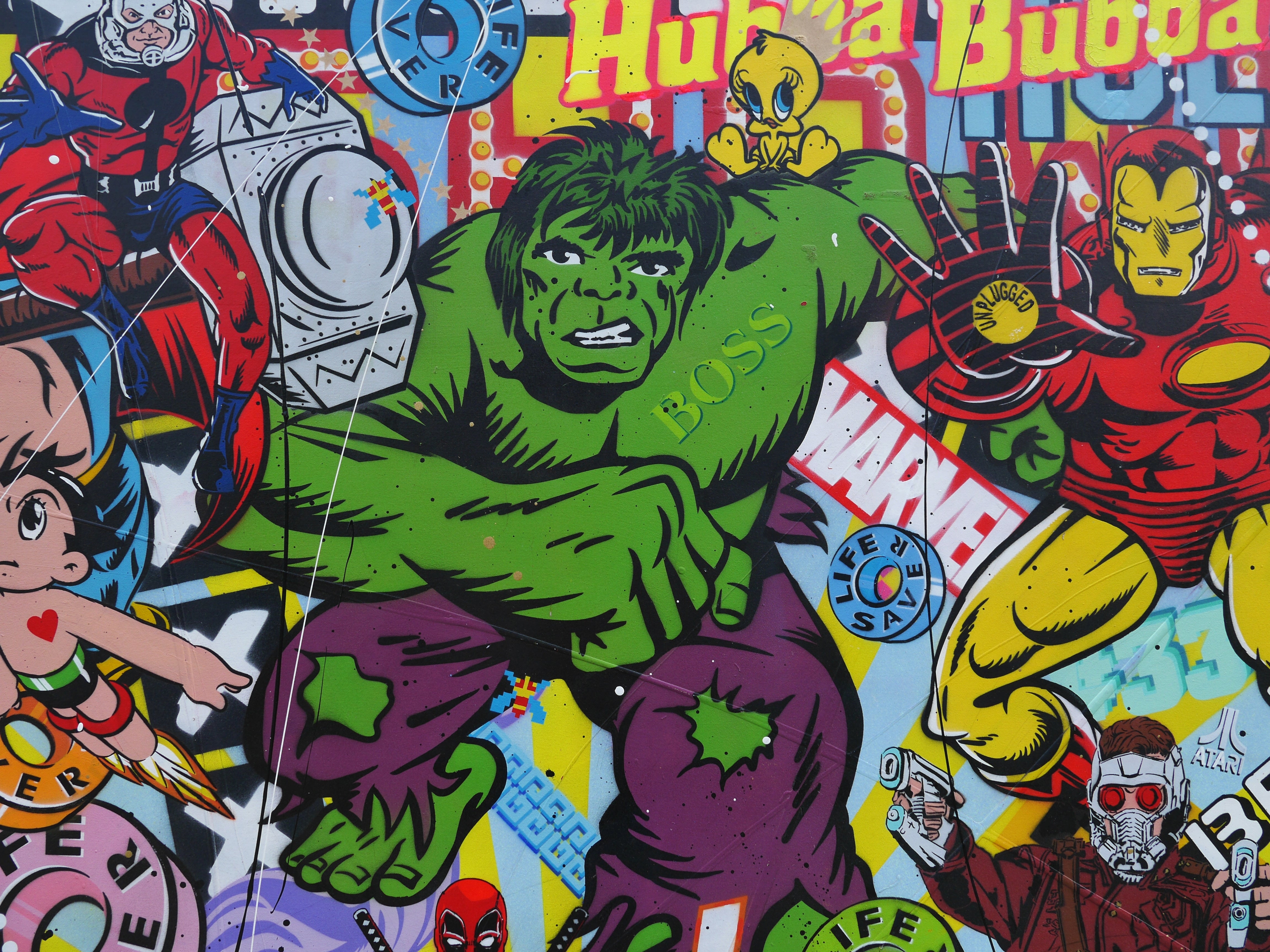 Heroes and More 270cm x 120cm Textured Urban Pop Art Canvas Painting - Modern Wall Decor for Living Room, Bedroom & Office