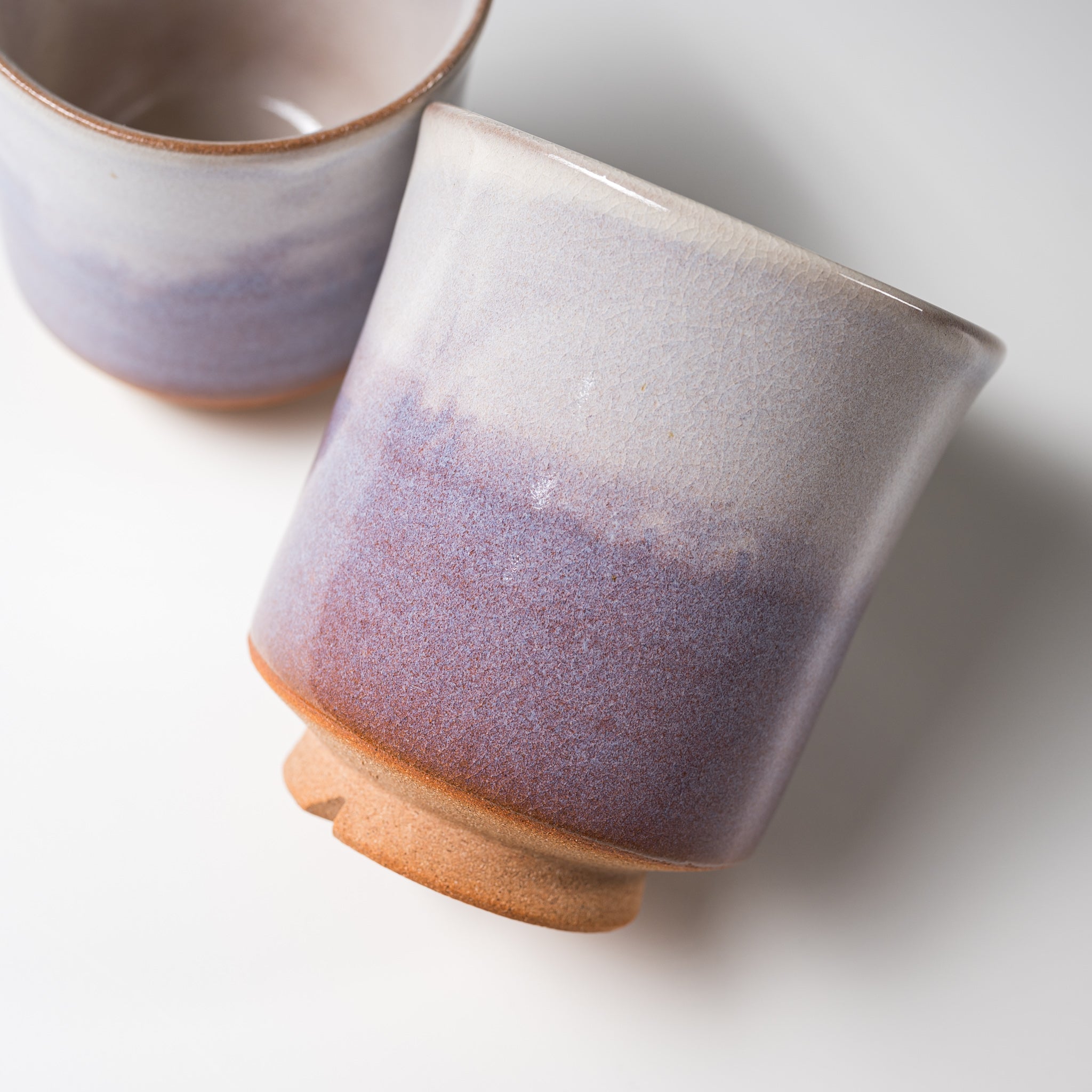 Tenryu Kiln Hagi Ware Pottery Pair Yunomi Tea Cups - Violet Glaze | Authentic Japanese Ceramic Tea Set for Matcha & Sencha | Perfect for Tea Ceremonies & Daily Use