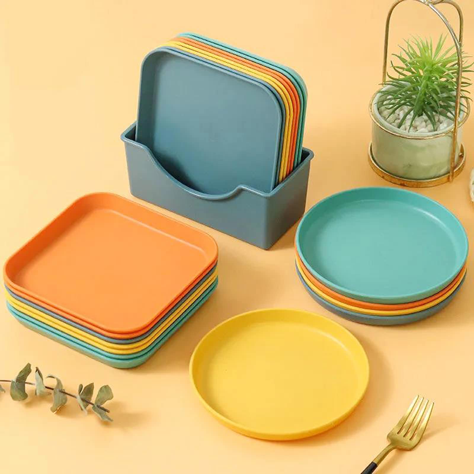 Reusable Plastic Appetizer Plates 8-Pack - Lightweight for Snacks, Fruit & Desserts - Party & Picnic Use