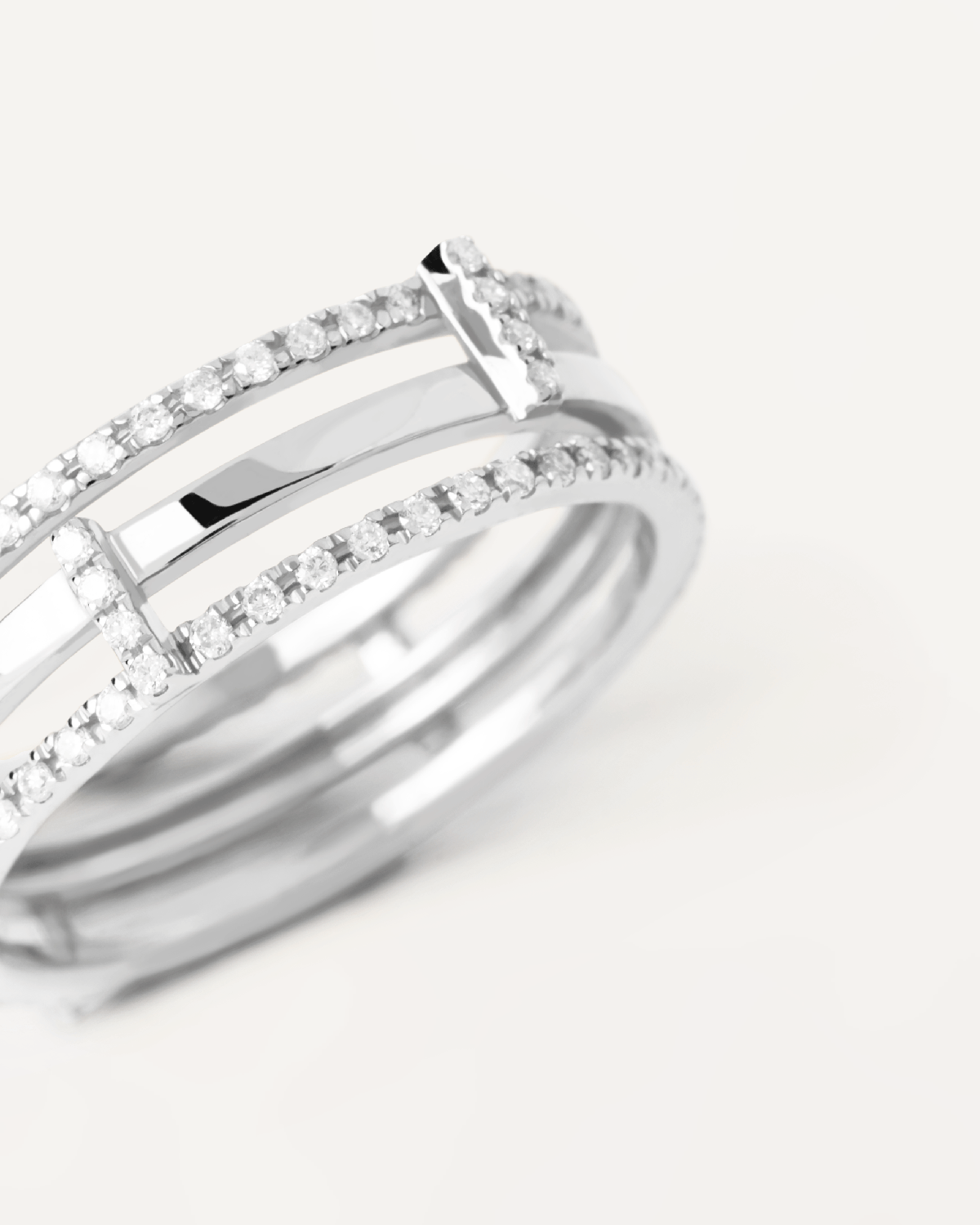 Elegant GRID Diamonds & White Gold Track Ring for Women | Perfect for Weddings, Anniversaries & Special Occasions