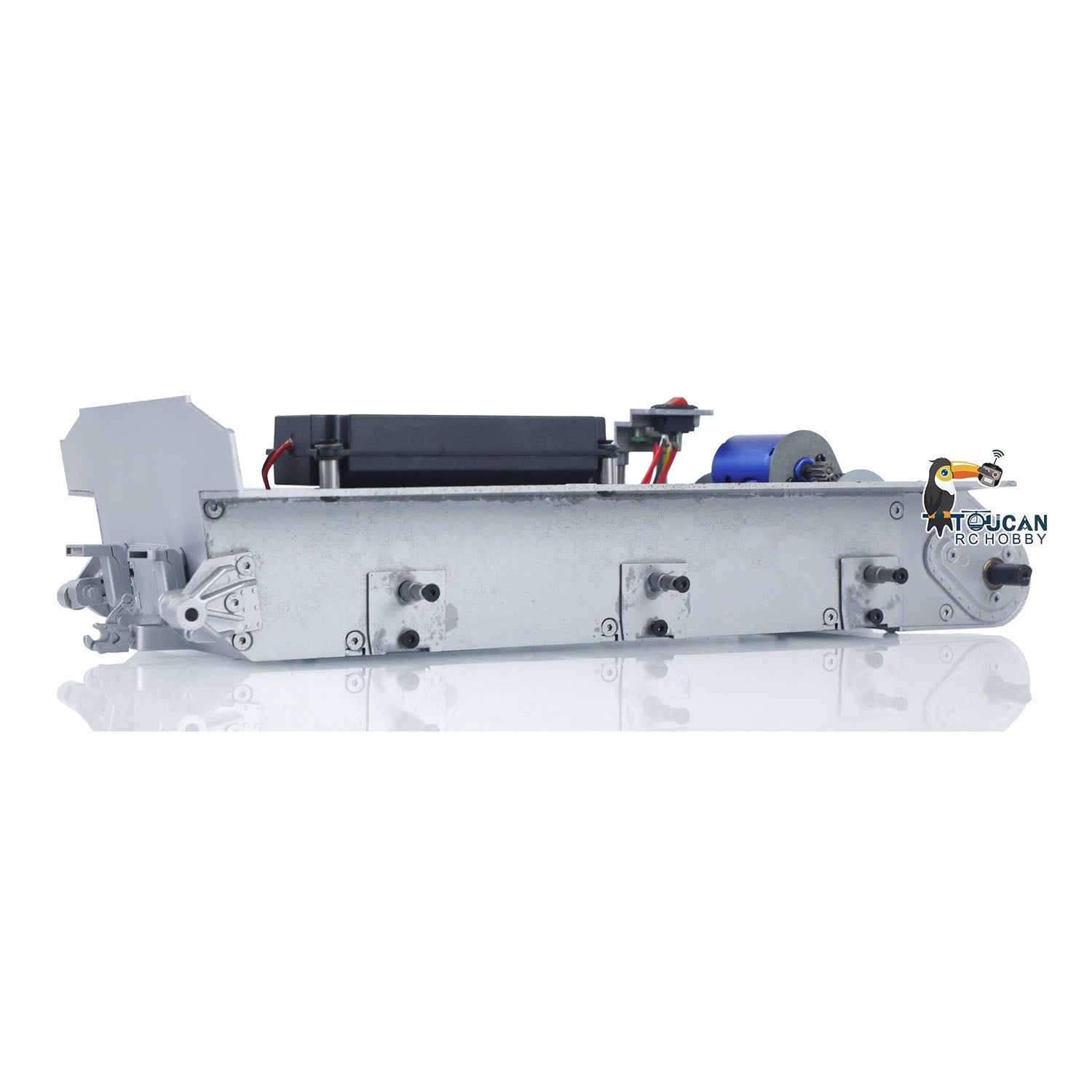 Henglong 1/16 RC Tank Metal Chassis Smoke Unit Gearbox with Power Blue Motor & Speaker Switch - Compatible with 3898 USA M4A3 Sherman Model - Perfect for RC Battle Tank Upgrades & Realistic Military Simulation