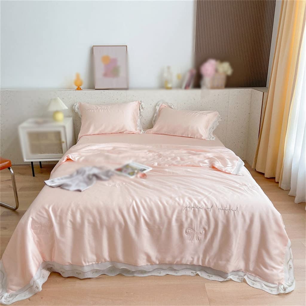 Xinmier Tencel Summer Cooling Blanket - Breathable Ice Silk Quilt with Lace Edge, 200x230cm, Lightweight & Air Conditioner Friendly - Perfect for Hot Weather, Bedroom & Guest Room Comfort