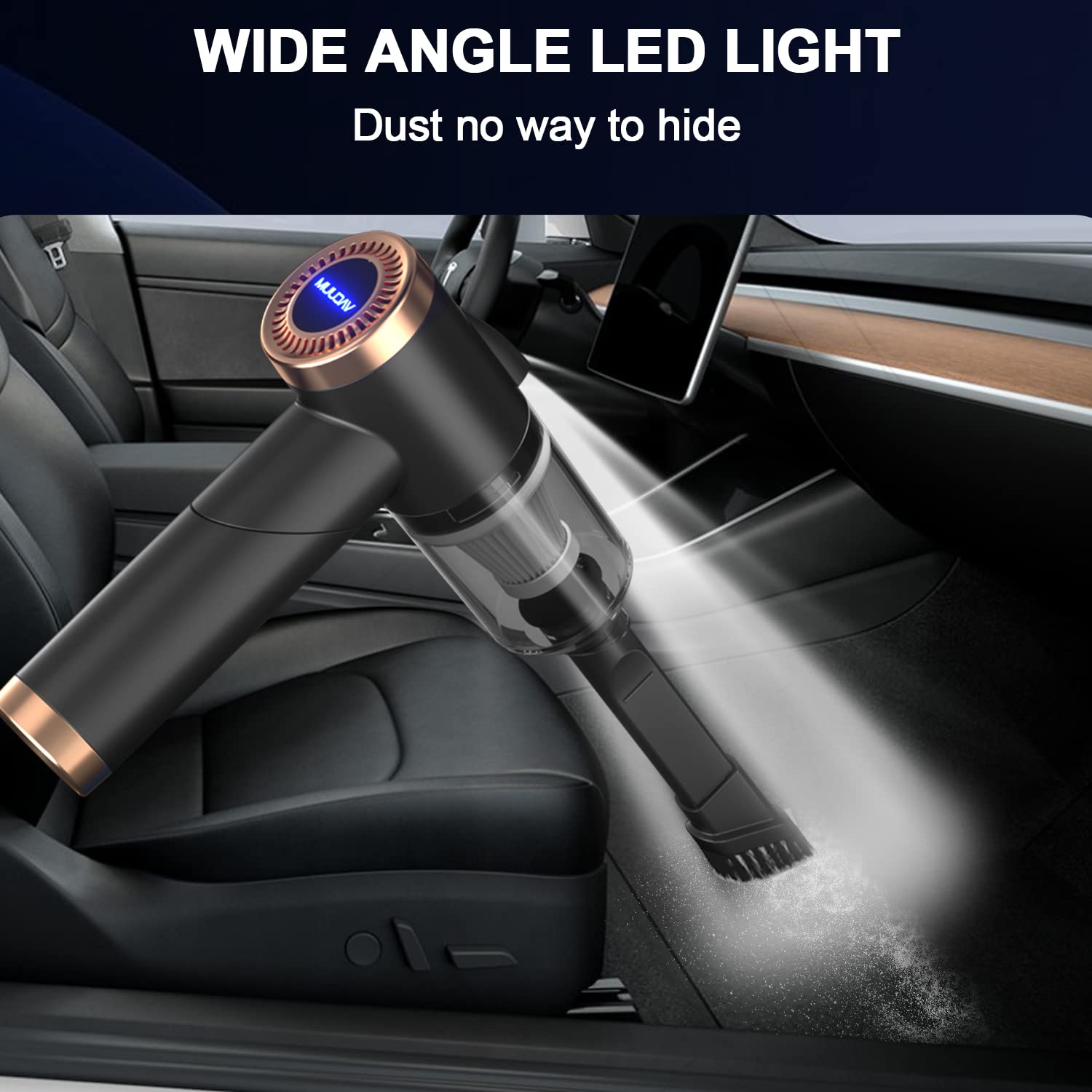 90° Foldable Cordless Car Vacuum Cleaner - 9000PA Powerful Suction Rechargeable Handheld Vacuum for Car Detailing, Home & Office Cleaning | Portable Mini Vacuum for Vehicle Seats, Pet Hair & Small Spaces (Black)