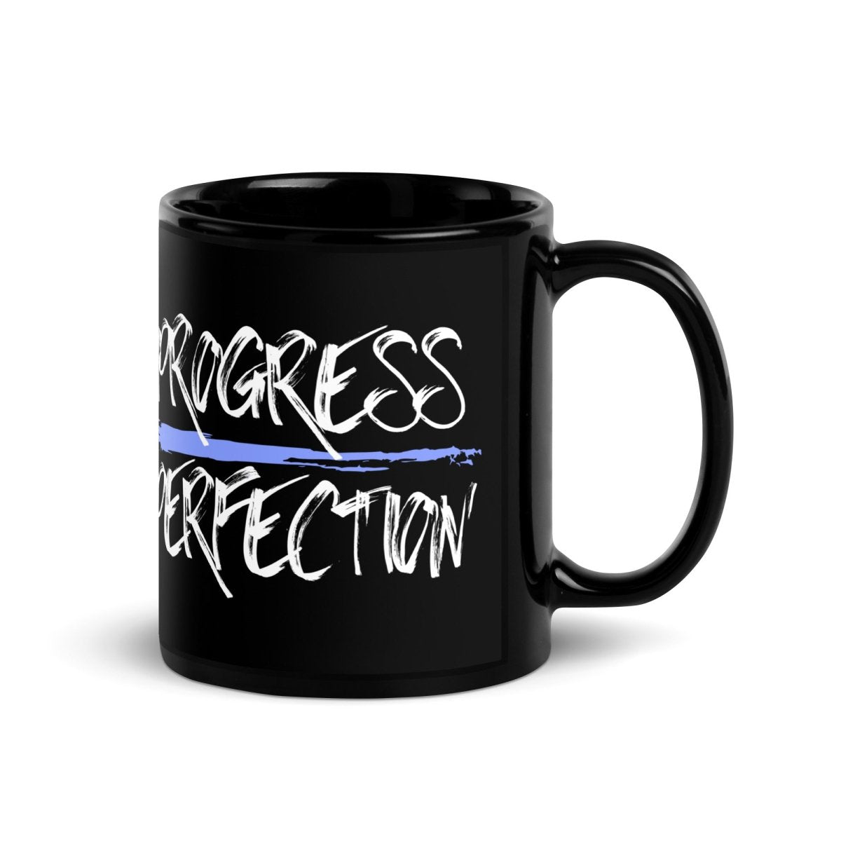 Progress Over Perfection Motivational Black Glossy Coffee Mug - Inspirational Gift for Office, Home & Daily Coffee Lovers