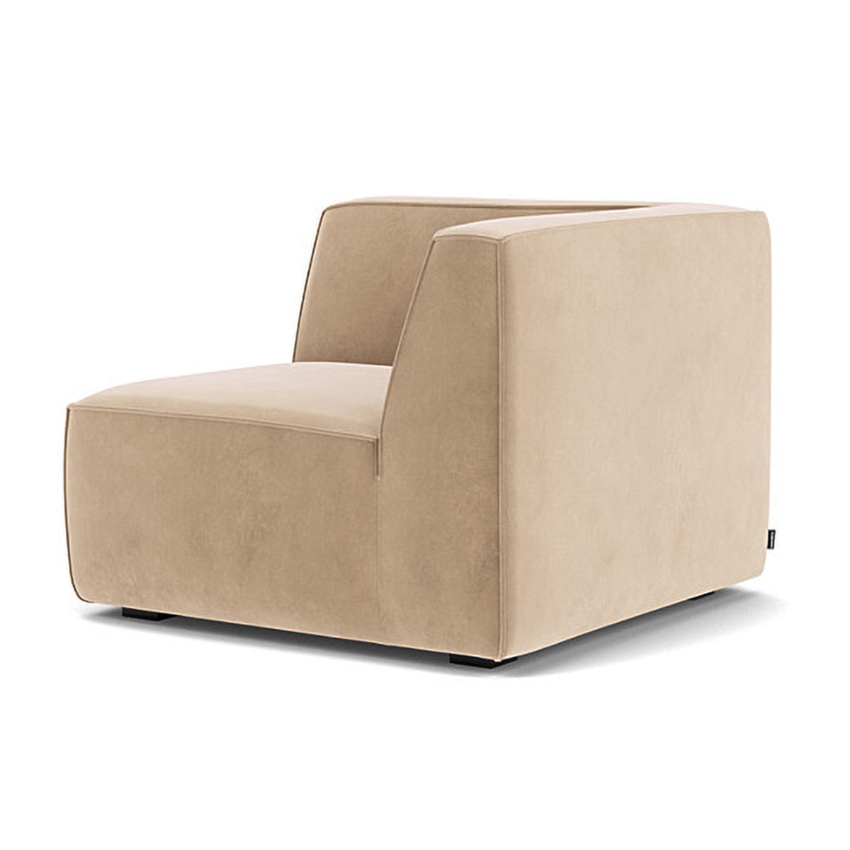 Luxury Dane Velvet 1-Seater Left Corner Modular Sofa - Modern Small Space Living Room Furniture for Apartments & Studios | Comfortable Single Seater Couch with Soft Velvet Fabric, Perfect for Relaxing, Reading or Watching TV