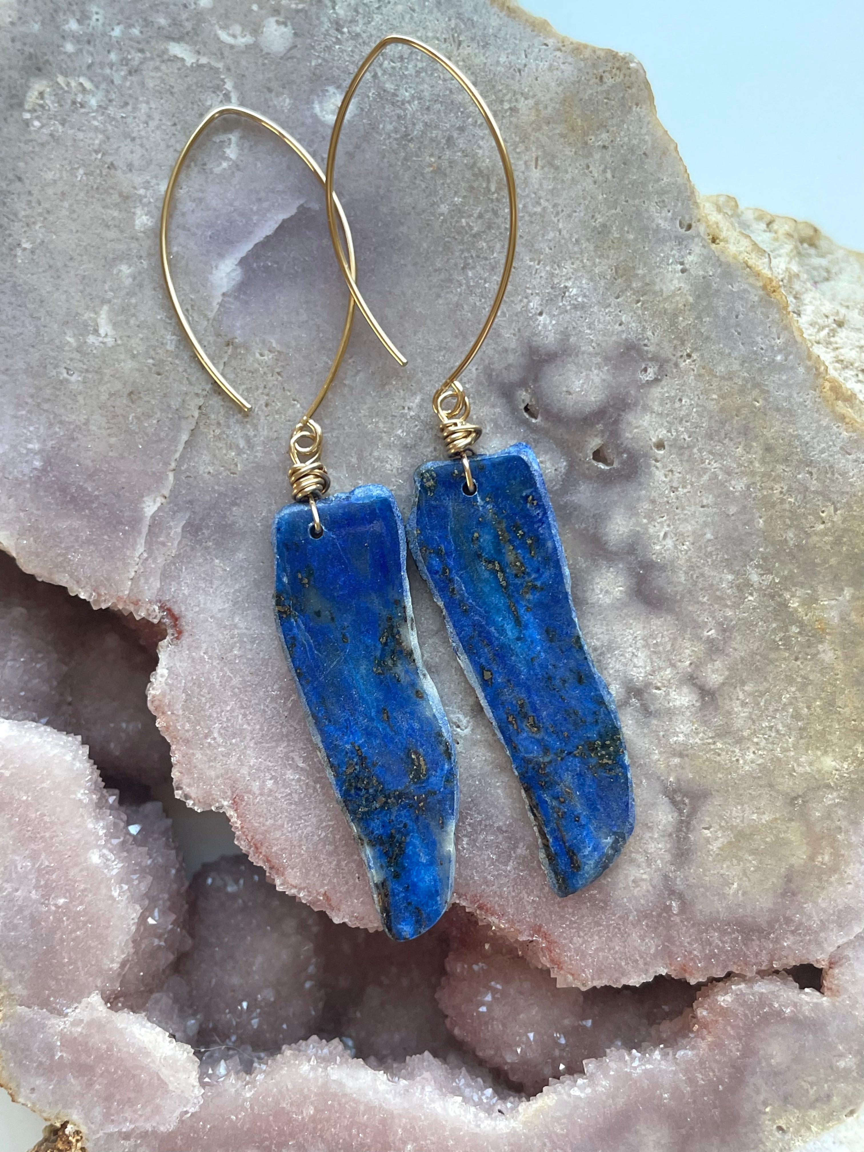 Lapis Lazuli Statement Earrings - 14K Gold Filled Dangle Earrings for Women | Elegant Jewelry Gift for Birthday, Anniversary & Special Occasions