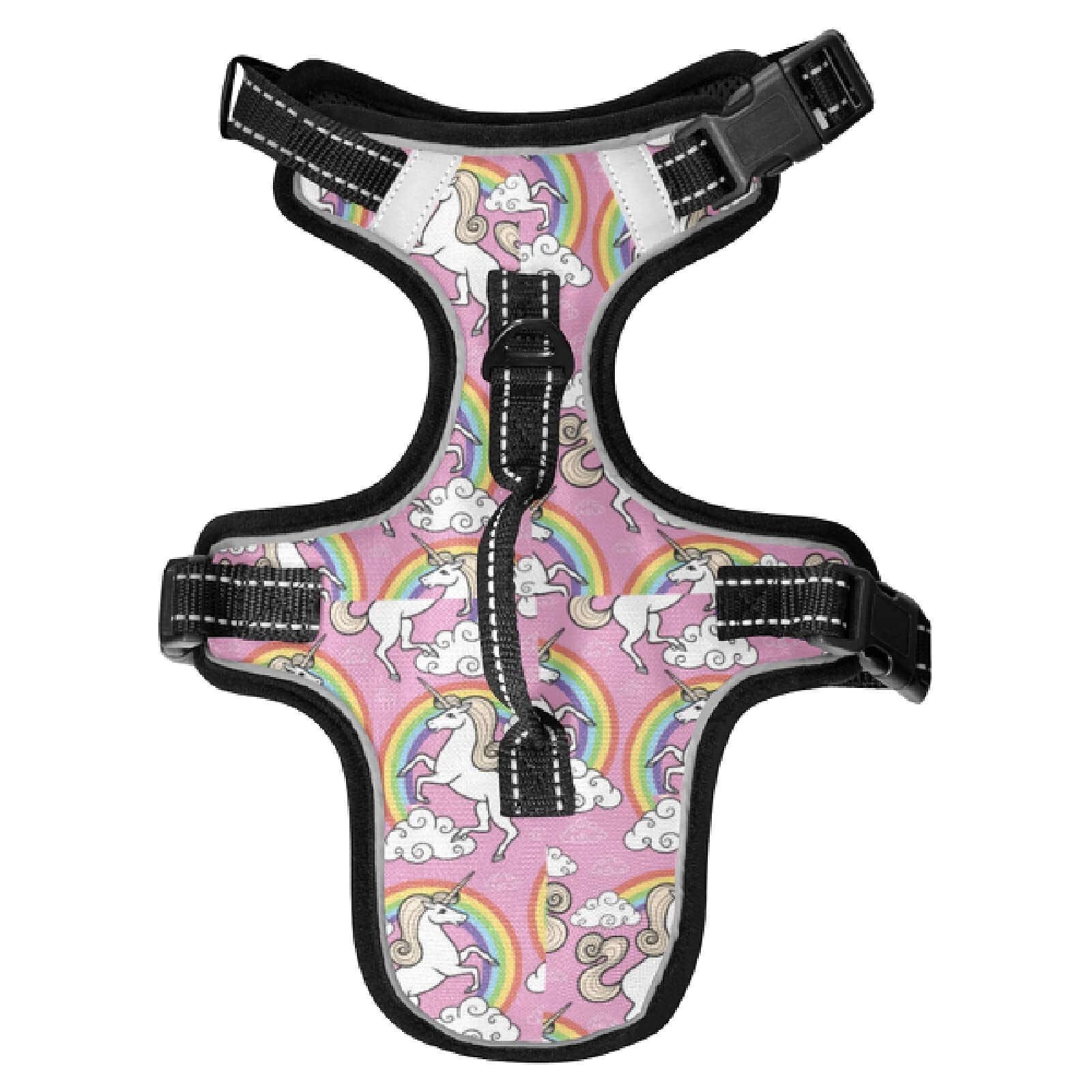 Unicorn Dog Harness No Pull Reflective Vest - Breathable Pet Harness with Nylon Handle for Small & Medium Dogs - Perfect for Night Walks, Outdoor Adventures & Costume Parties