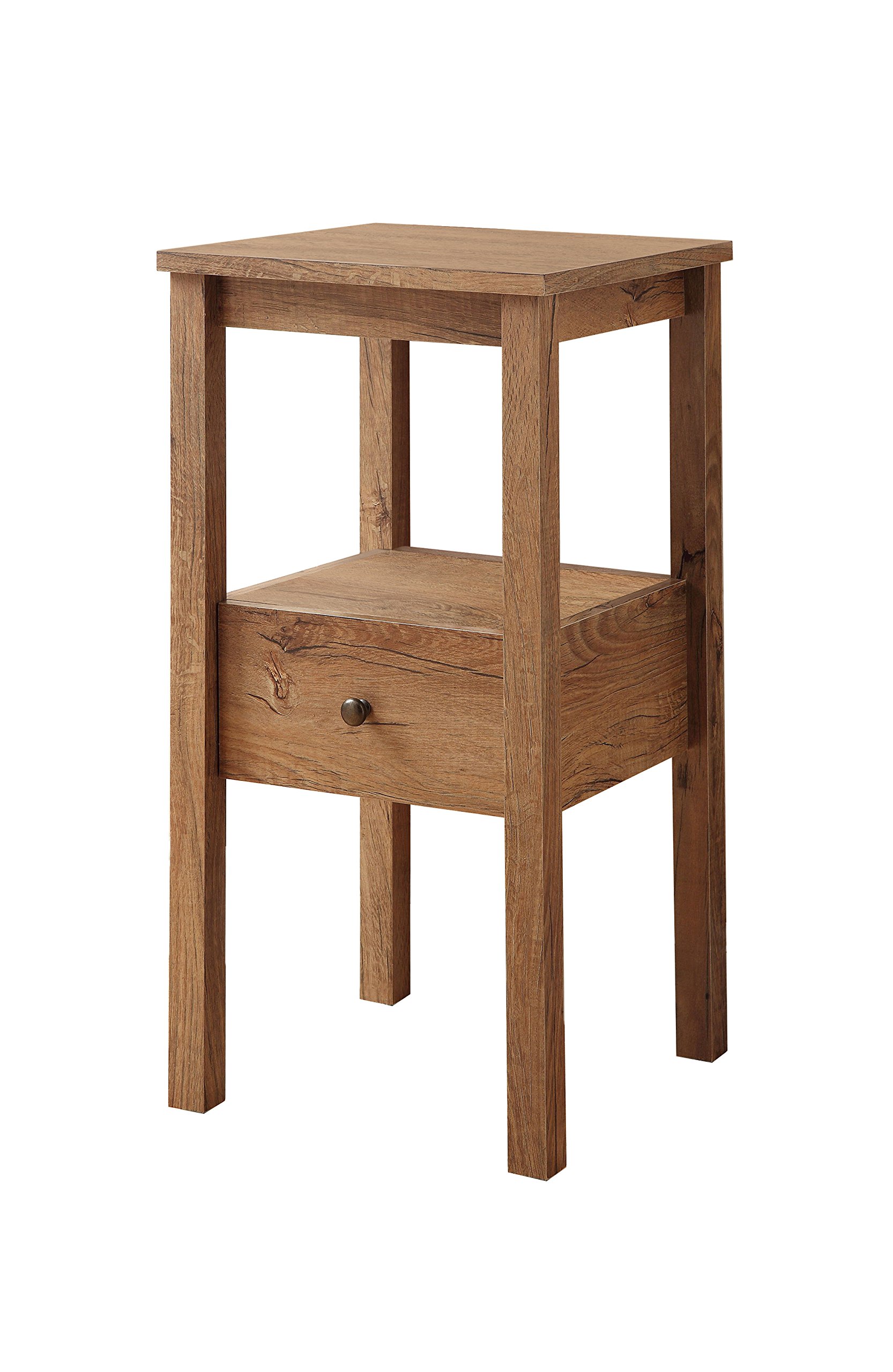 Furniture of America Erhart 1-Drawer Nightstand Side Table, Rustic Oak Finish - Perfect for Bedroom, Living Room, or Office Use
