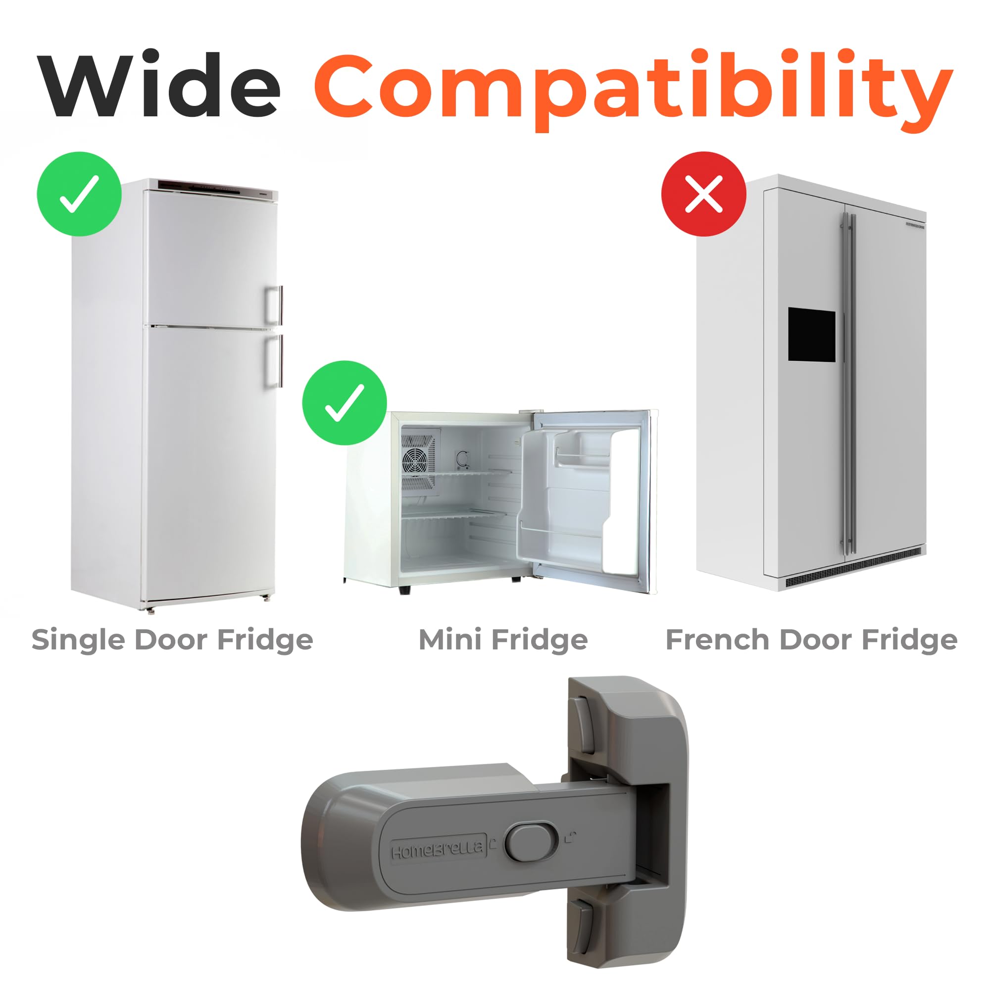 2-Pack Child Proof Fridge Lock with Strong Adhesive - No Drill No Tools Required - Baby Safety Refrigerator & Freezer Lock - Secure Latch for Toddlers, Pets (Cats & Dogs) - Perfect for Home, Kitchen & Daycare Safety