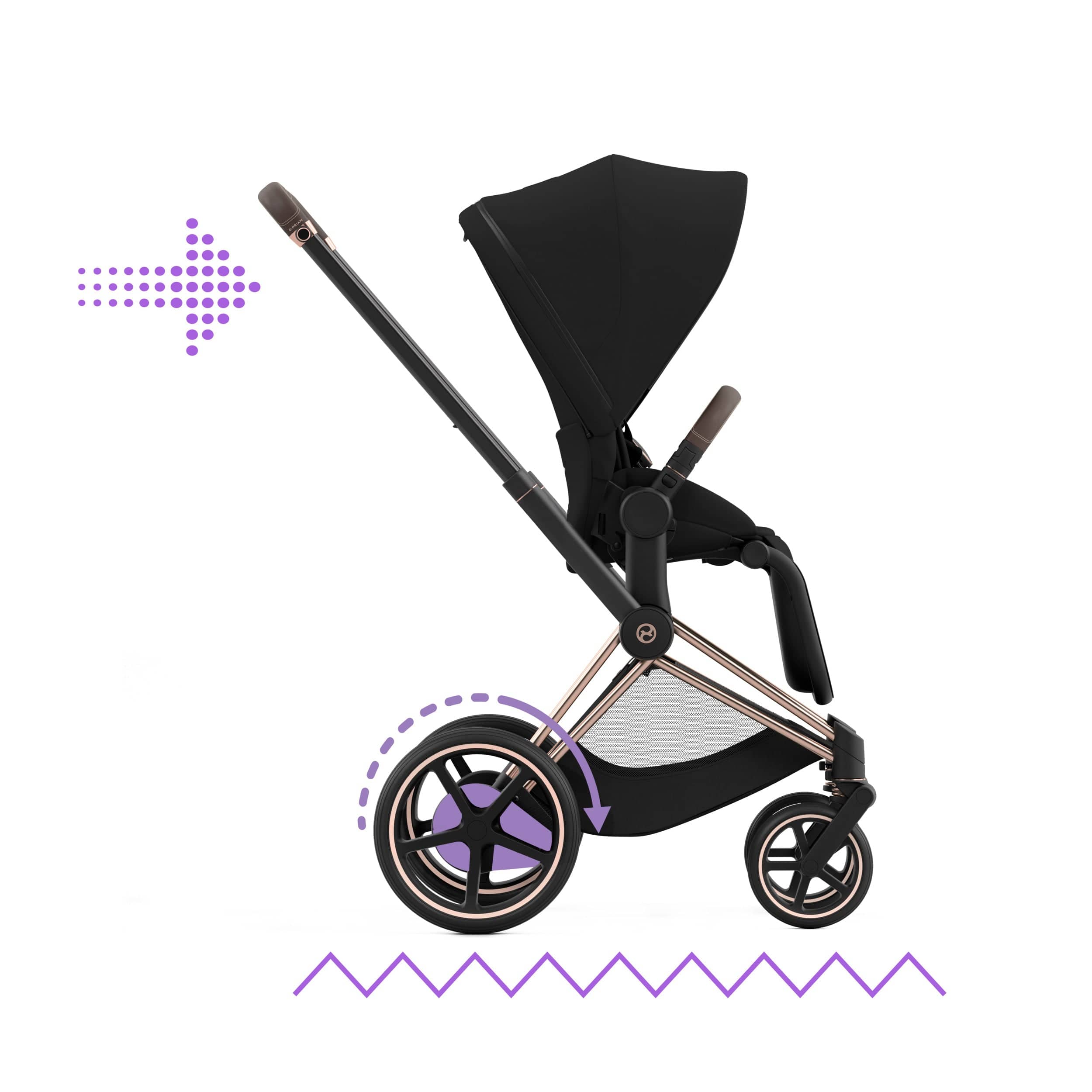 Cybex ePriam 2 Complete Stroller - Rose Gold & Brown Luxury Baby Stroller with All-Wheel Suspension | Perfect for Urban Travel, Shopping & Family Outings