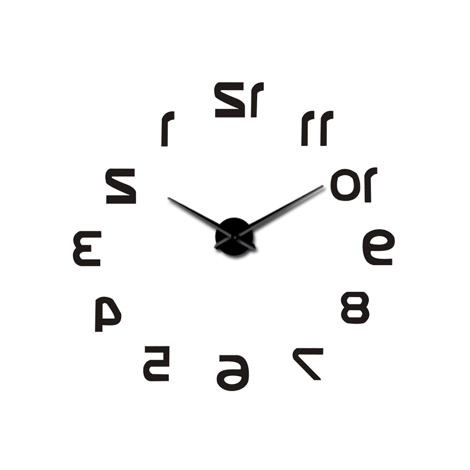 DIY Black Reverse Large Number Wall Clock - 3D Giant Mirror Huge Wall Watch for Living Room, Kitchen, Bedroom & Office Decor | Unique Home Gift Idea for Housewarming & Modern Interior Design