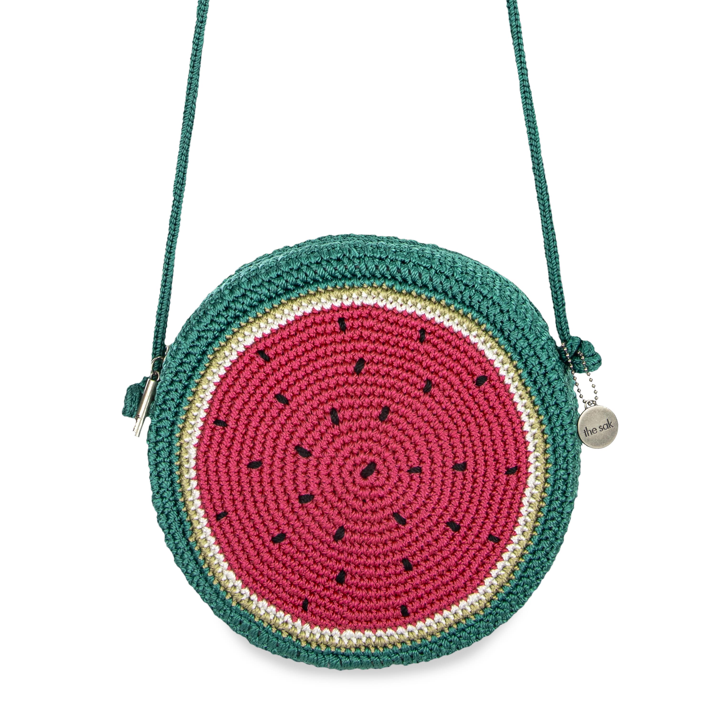 Kenna Small Crossbody Bag - Hand Crochet Watermelon Design - Perfect for Summer Outings & Beach Vacations