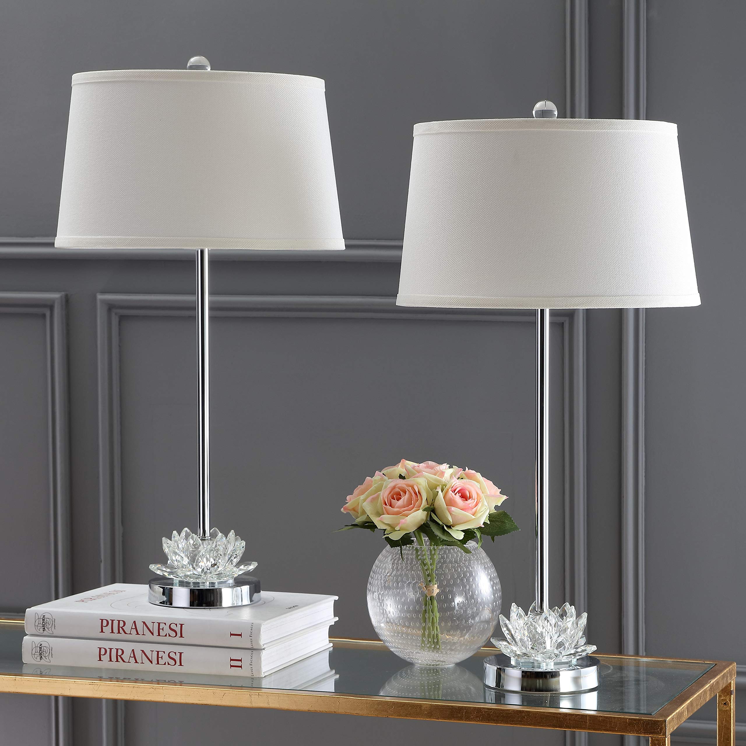 SAFAVIEH Beverly Modern Glam 23-inch Crystal Table Lamp Set of 2 with LED Bulbs - Elegant Lighting for Bedroom, Living Room & Home Office - Perfect for Nightstands, Desks and Ambient Decor