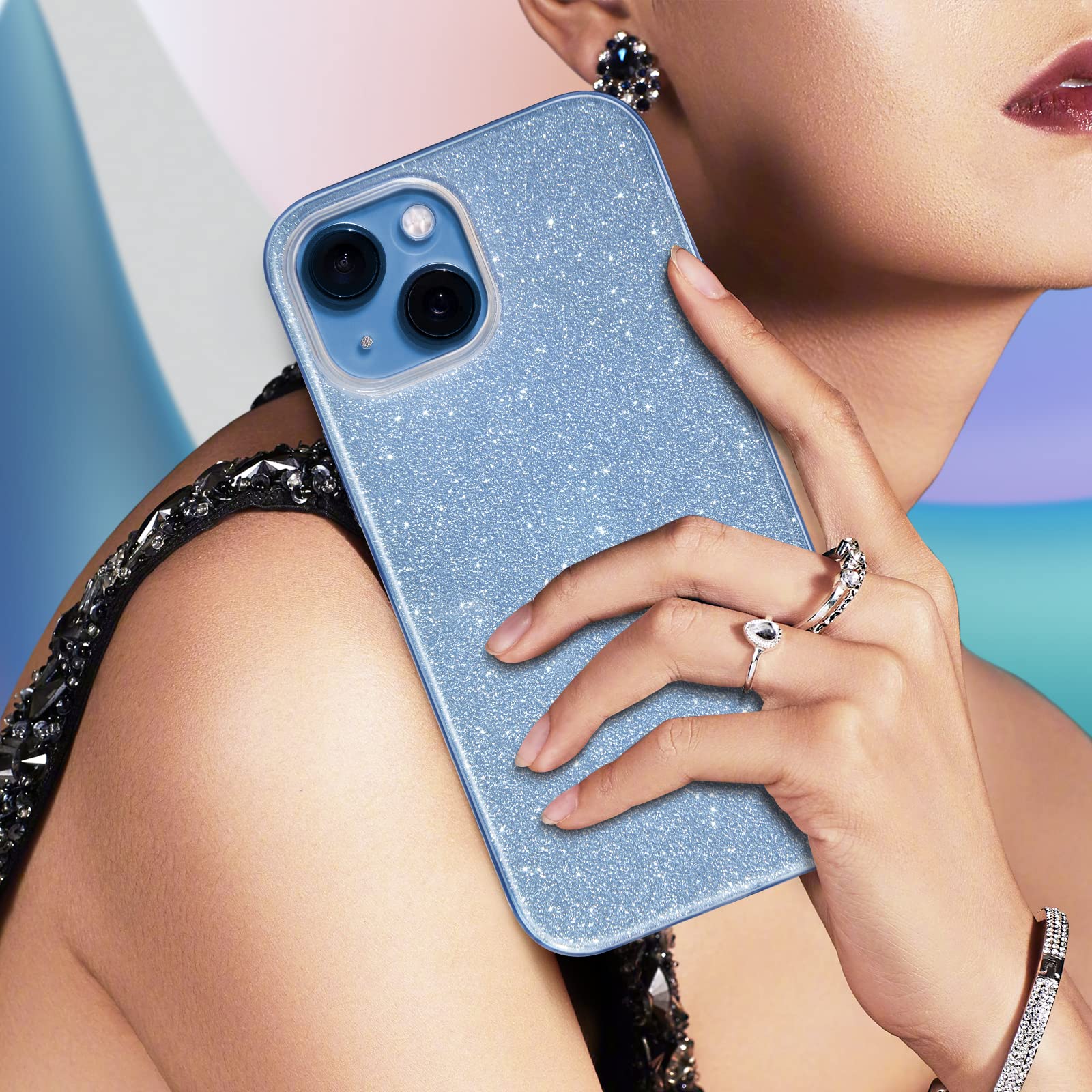 MILPROX iPhone 13 Case (2021) - Sparkly Glitter Shiny Protective Cover with 3-Layer Shockproof Design | Compatible with iPhone 13 6.1