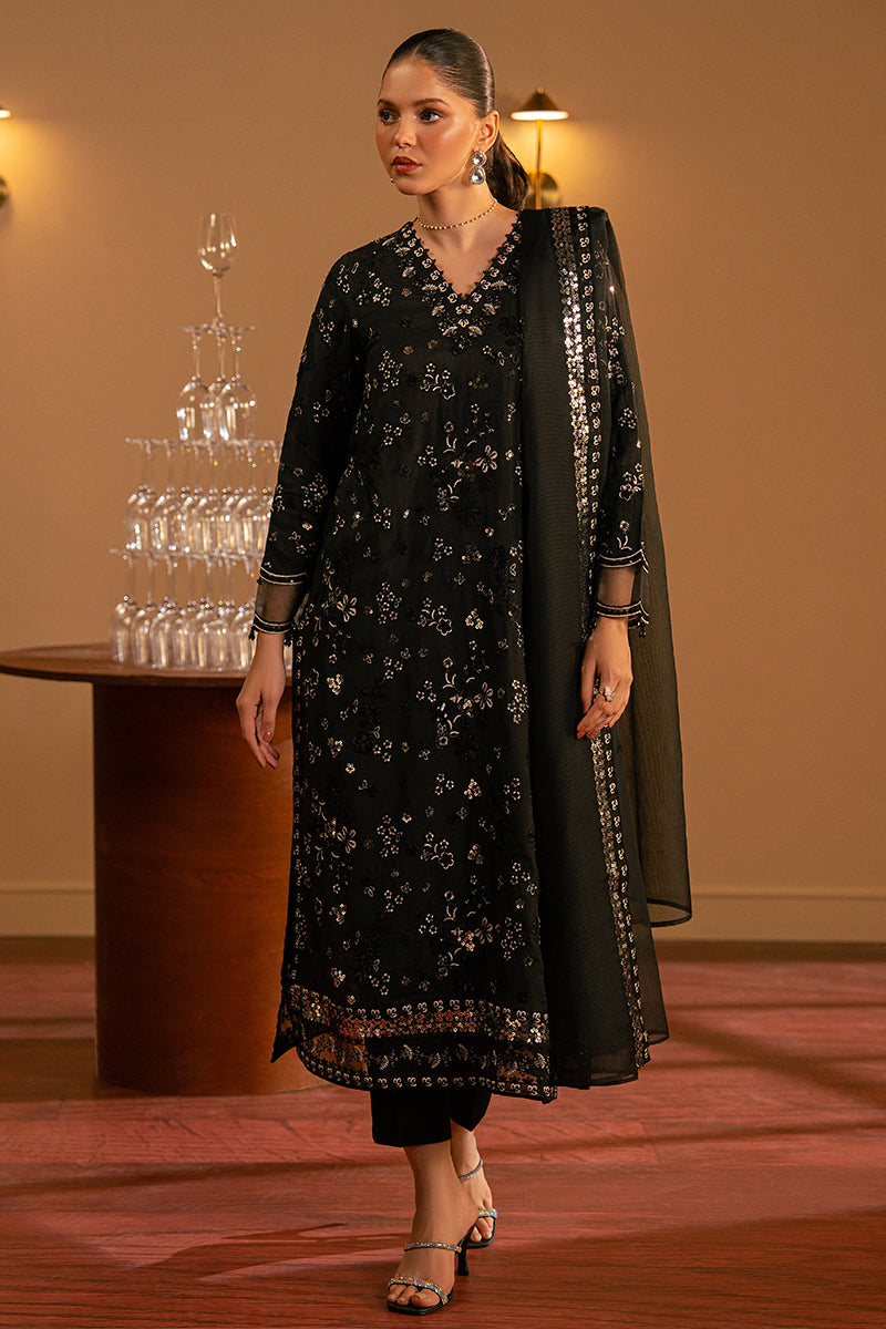 Midnight Muse 2-Piece Set (Shirt & Dupatta) - Elegant Ethnic Outfit for Women | Perfect for Festivals, Weddings & Special Occasions