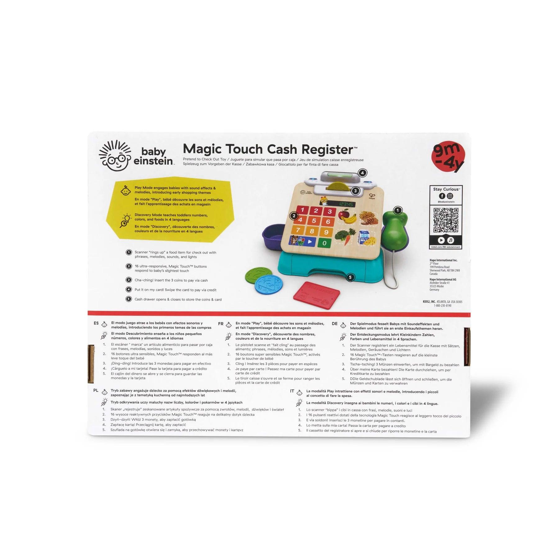 Baby Einstein HAPE Magic Touch Wooden Cash Register Toy - Pretend Play Shopping Set for Kids Ages 3+ | Perfect for Role Play, Math Learning & Imaginative Play at Home or Preschool