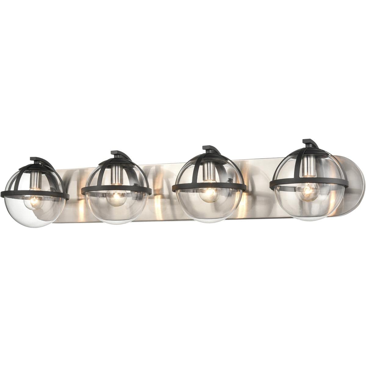 Elk Home Davenay 4-Light Bathroom Vanity Light in Satin Nickel Finish with Clear Glass Shades - Transitional Style for Bathroom, Powder Room or Dressing Area Lighting