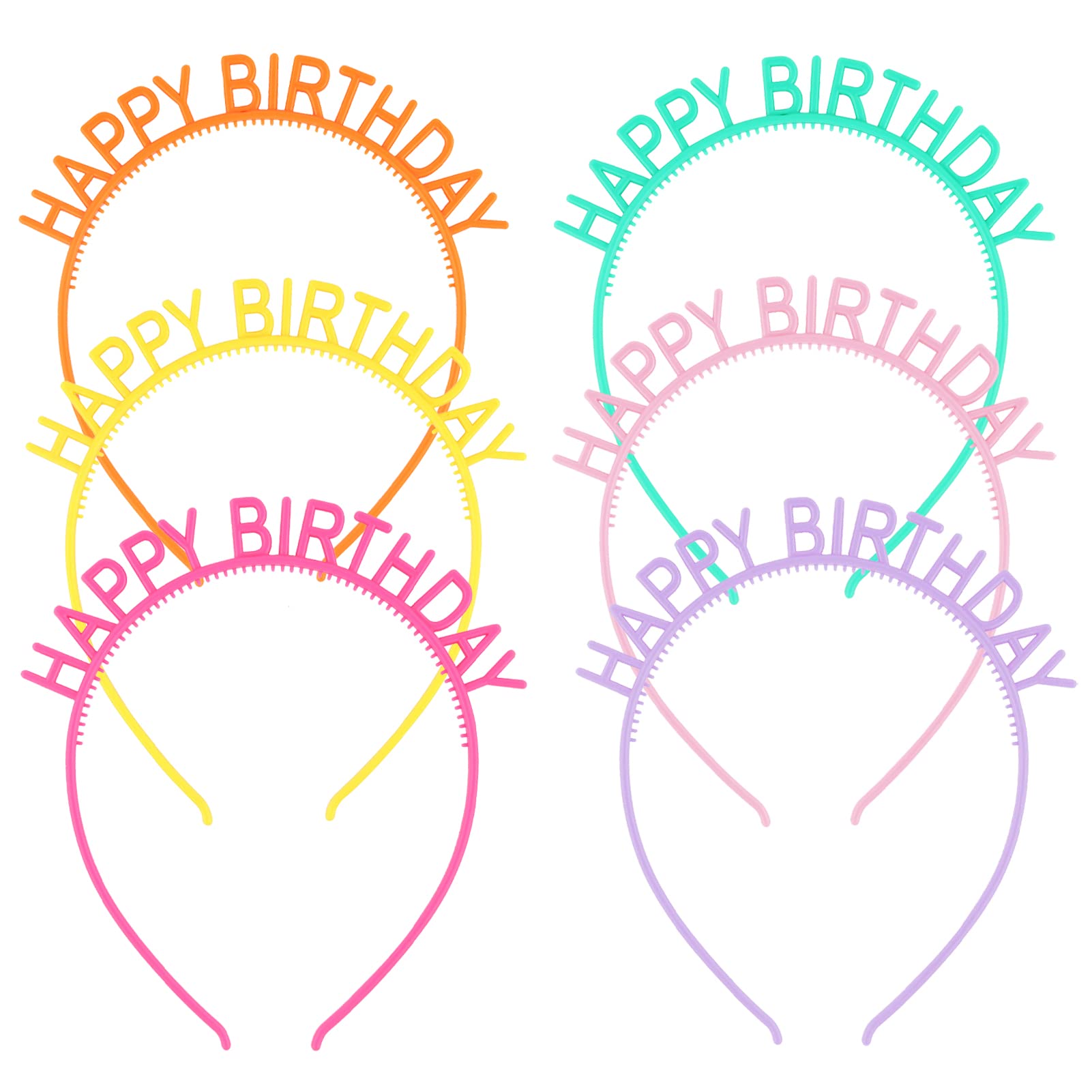 Candygirl 6-Piece Birthday Headbands Set - Happy Birthday Tiara Crowns for Girls, Women & Party Supplies | Perfect for Birthday Parties, Baby Showers & Celebrations