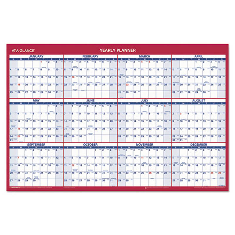 2026 Dry Erase Wall Calendar Planner - Blue & Red Vertical/Horizontal Layout for Home, Office & Classroom Organization