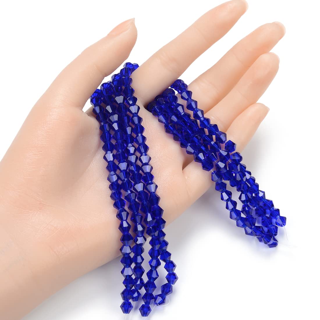 5 Strands Czech 6mm (0.24 Inch) Faceted Bicone Crystal Glass Loose Beads - 215-230pcs Bulk Cobalt Blue Spacer Beads for DIY Jewelry Making, Bracelets, Necklaces & Craft Projects - Premium Quality Glass Beads for Beading & Jewelry Design