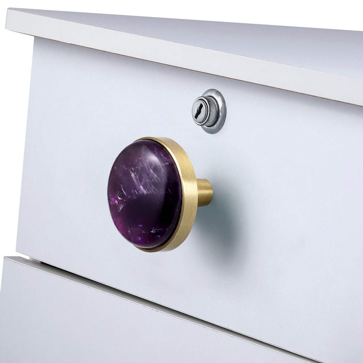Rockcloud 2-Pack Amethyst Crystal Drawer Knobs - Home Furniture Hardware for Dressers & Cabinets