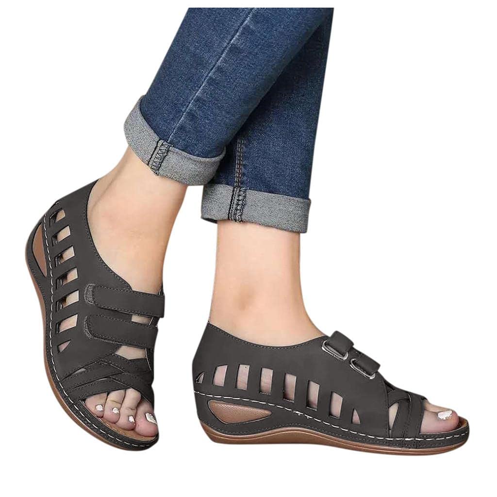 Women's Orthopedic Arch Support Sandals - Slip On Peep Toe Flip Flops with Embroidery for Comfort & Foot Pain Relief | Perfect for Walking, Travel & Summer Outfits