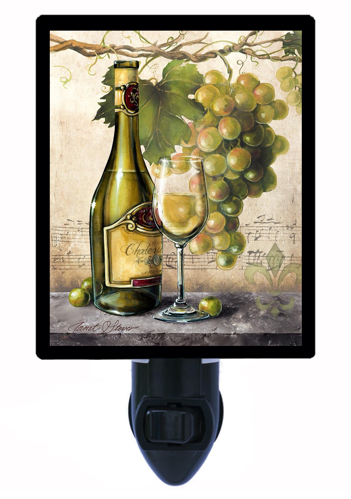 Elegant White Wine Grape LED Night Light for Kitchen, Bedroom, Nursery - Energy Saving Dimmable Nightlight for Home Decor