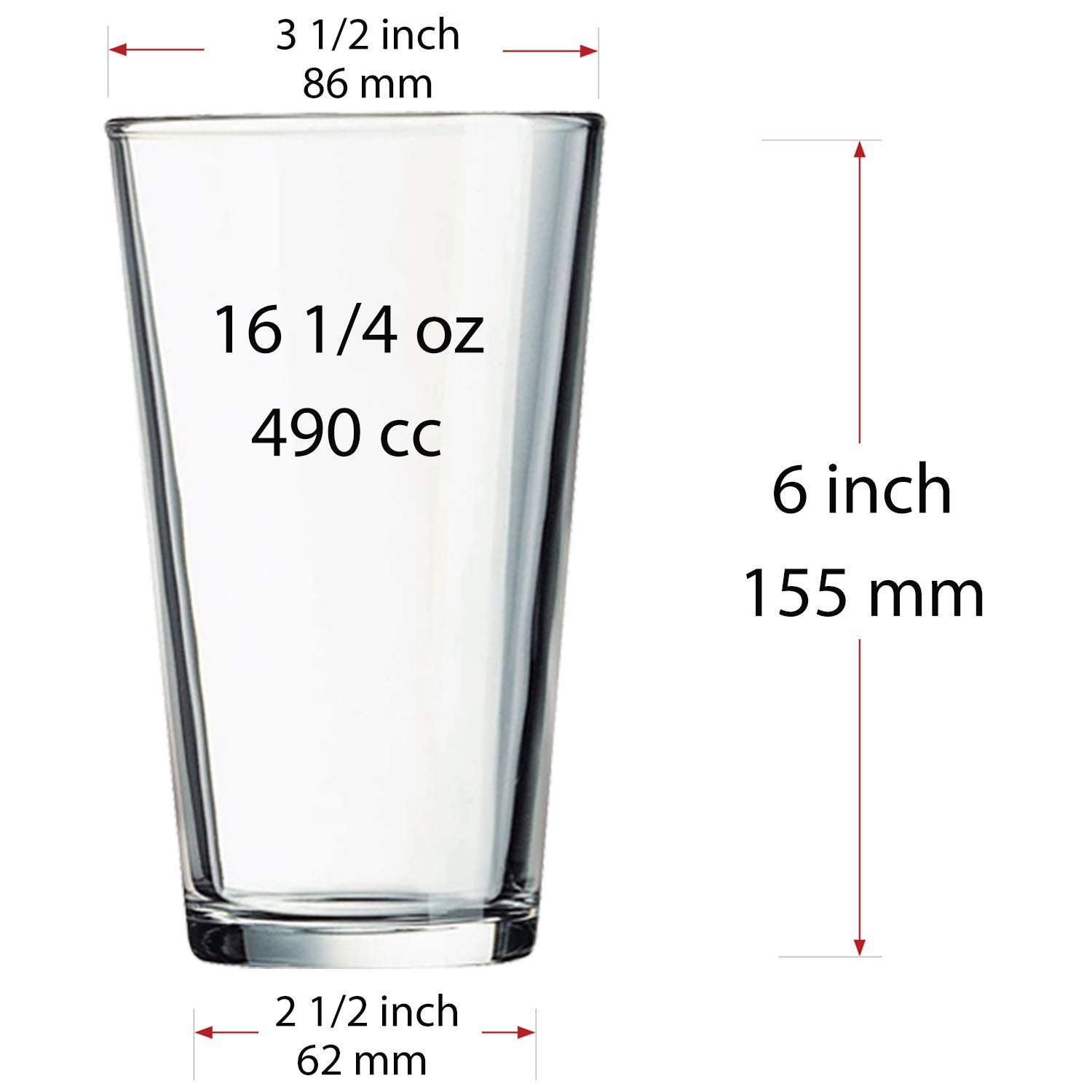 12-Piece 16 oz Highball Drinking Glasses Set - Perfect for Water, Beer & Cocktails | Durable Bar & Kitchen Tumblers for Home Entertaining & Daily Use