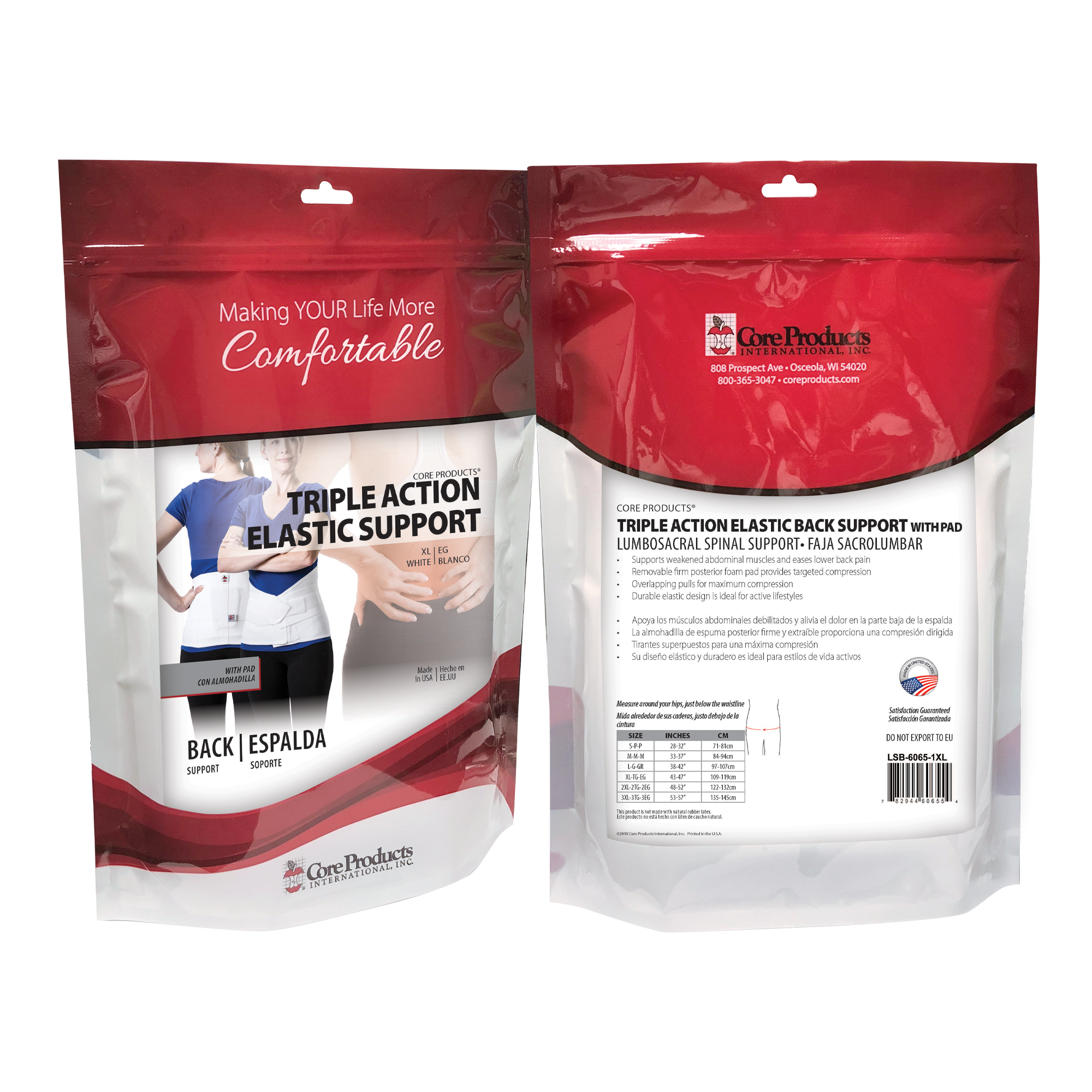 Triple Action Elastic Back Support Belt with Comfort Pad - Relieve Lower Back Pain for Work, Sports & Daily Activities