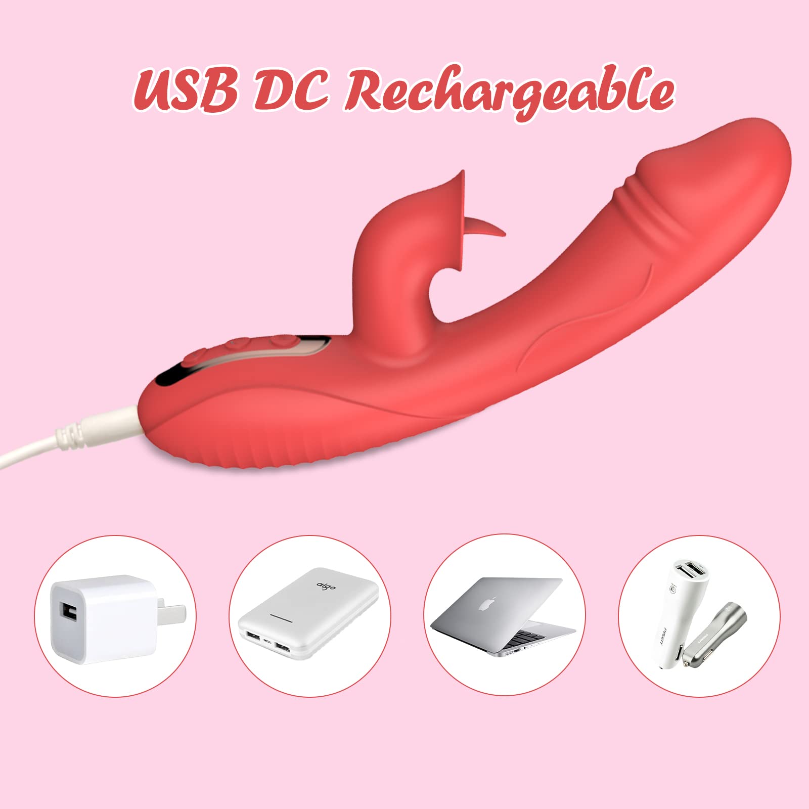 Best Clitoral G-Spot Vibrator with 5 Speeds & 12 Modes - Waterproof Tongue Licking Rose Sex Toy for Women - Rabbit Dildo Stimulator for Beginners - Perfect for Solo Play & Couples Foreplay