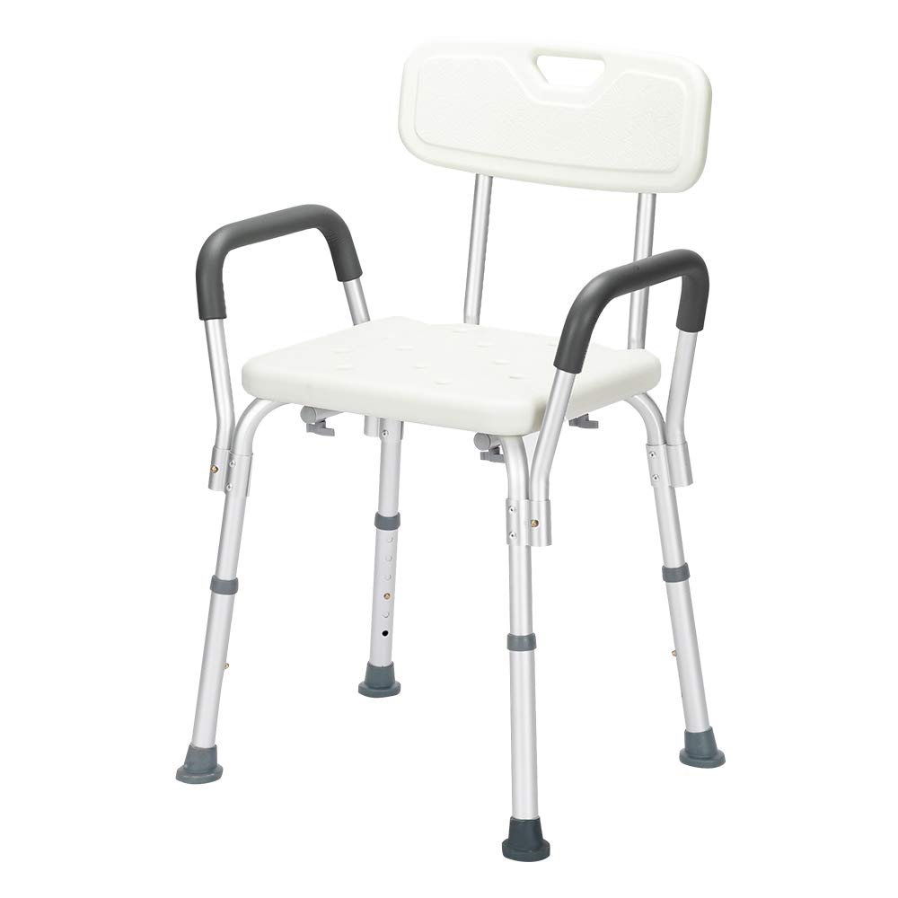 Adjustable Height Shower Chair with Backrest & Armrest - Safe Bathtub Transfer Bench for Elderly, Seniors, Adults, Handicapped & Pregnant Women | Non-Slip Bath Seat for Shower Safety & Mobility Assistance