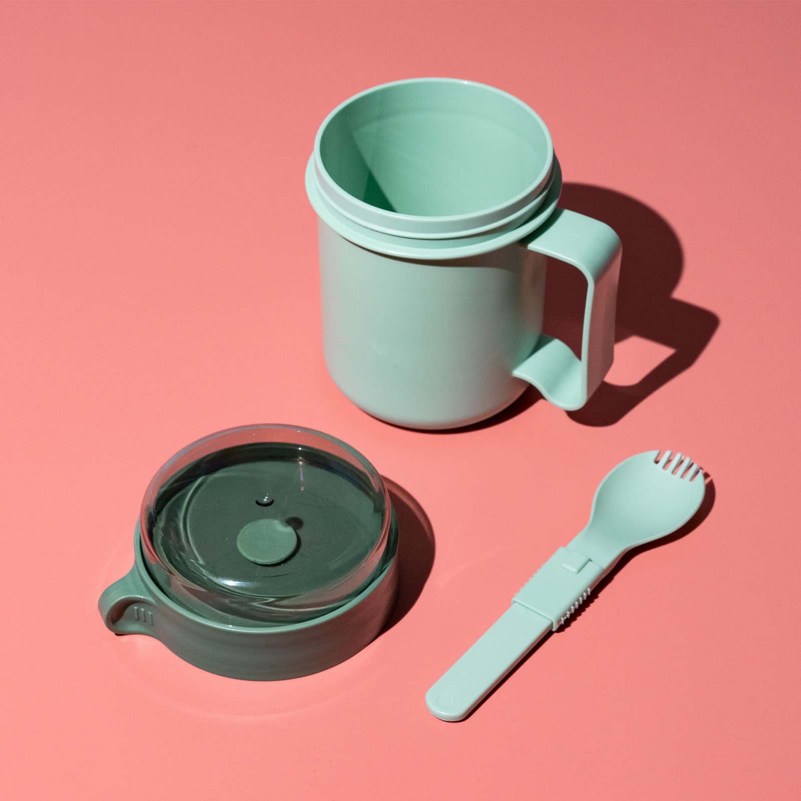 Chiir Microwave Safe Soup Mugs with Lids - 17.63oz Green BPA-Free Soup Cup for Ramen, Noodles, Beverages & Hot Drinks - Perfect for Office Lunch, College Dorm & Quick Meals