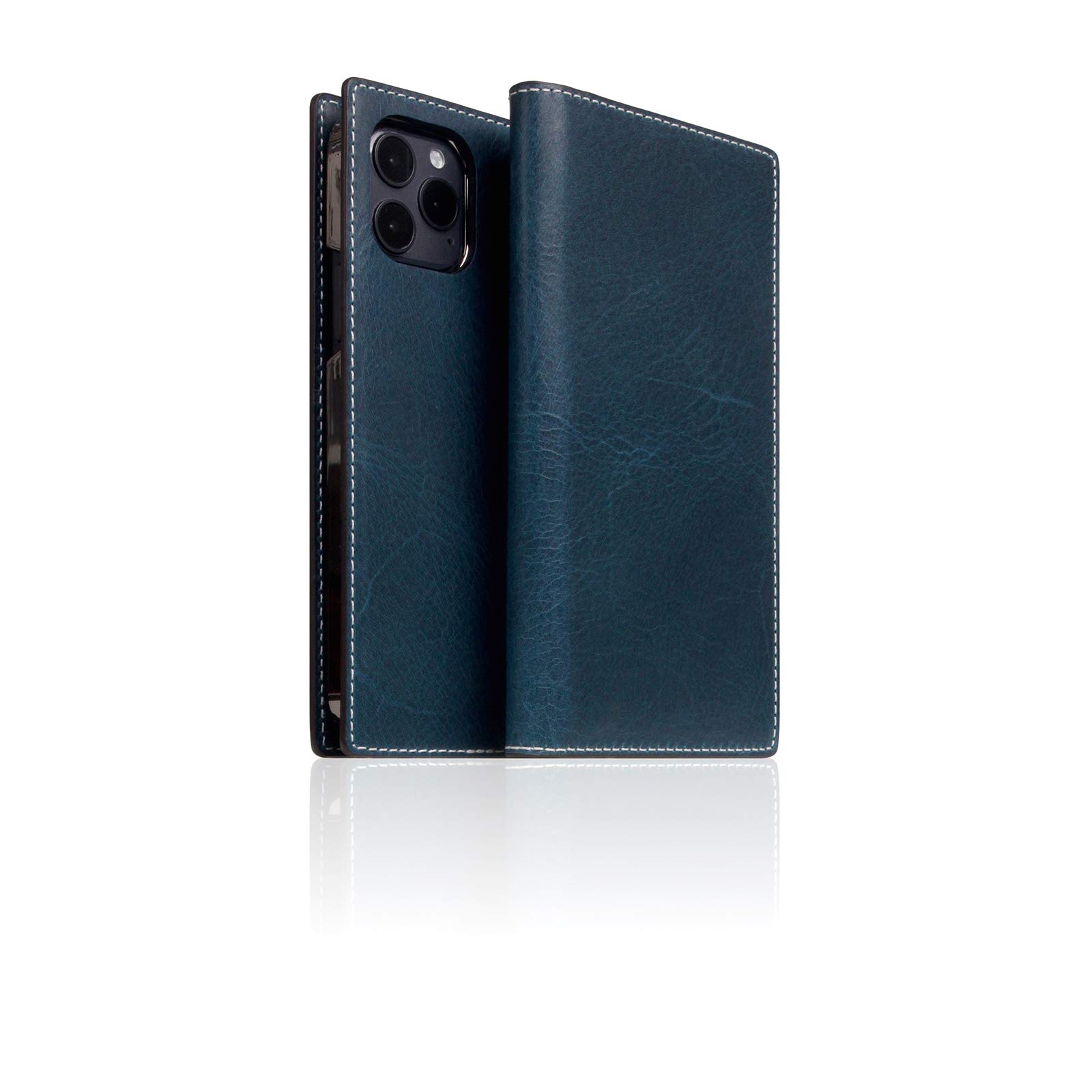 Premium Italian Wax Leather Wallet Case for iPhone 12 Pro Max - Handcrafted Genuine Leather Diary Style with Card Slots & Cash Pocket | Luxury Gift Box Included (Blue) | Perfect for Business Professionals & Daily Use