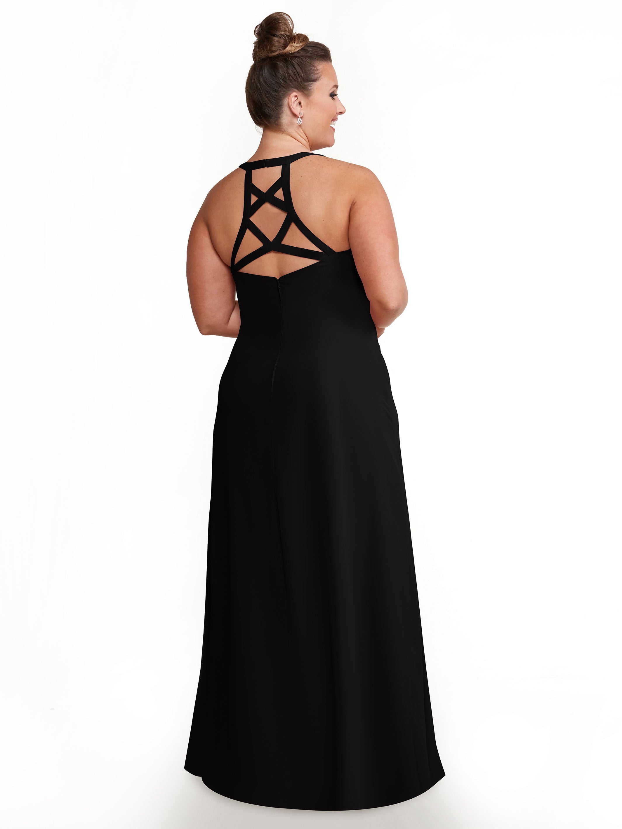 Elegant 80150 Chiffon A-Line Bridesmaid Dress with Plunging V-Neck & Intricate Back Detail - Perfect for Weddings, Formal Events & Special Occasions