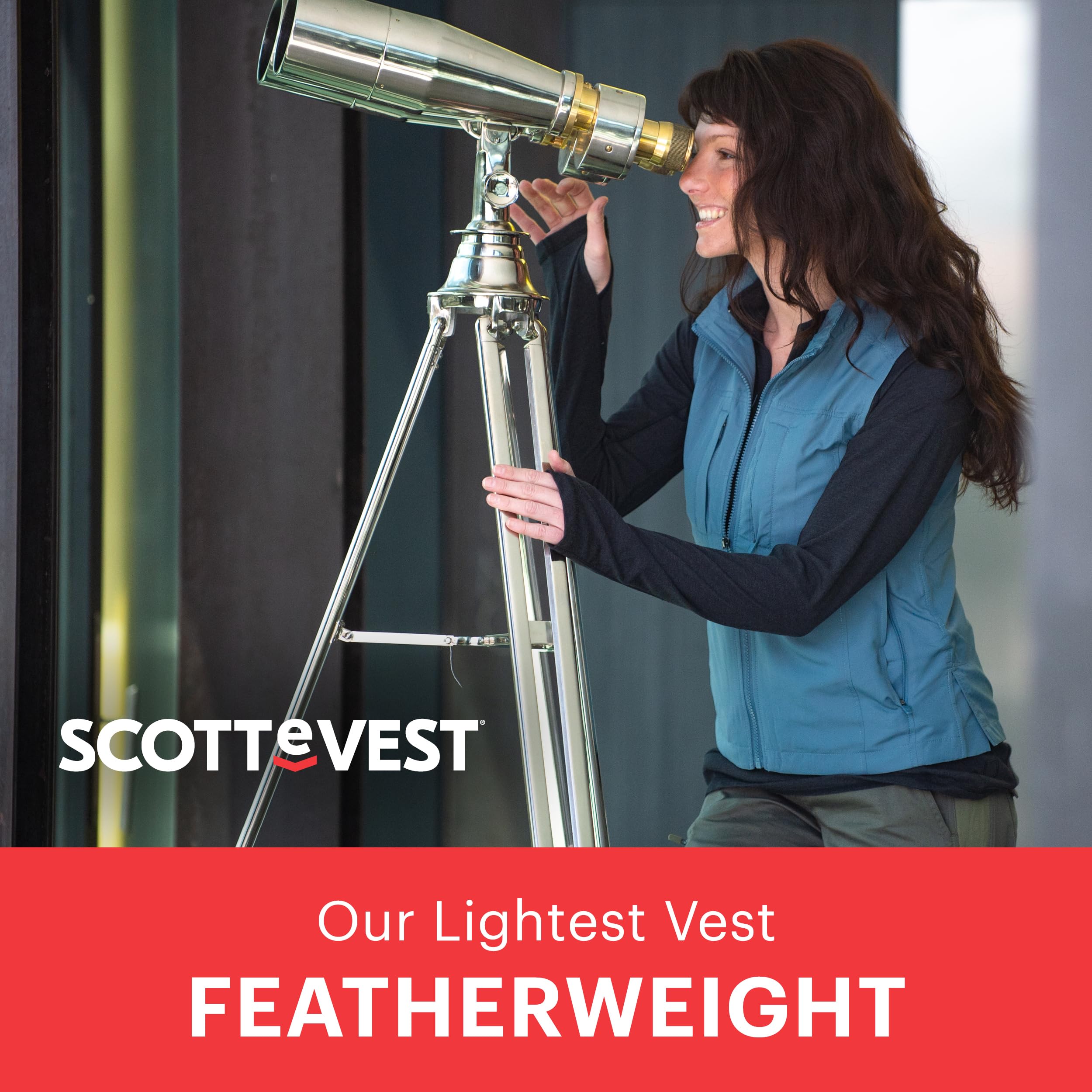SCOTTeVEST Women's Featherweight Travel Vest with 16 Hidden Pockets - Lightweight Water Repellent Jacket for Hiking, Airplane & Outdoor Adventures