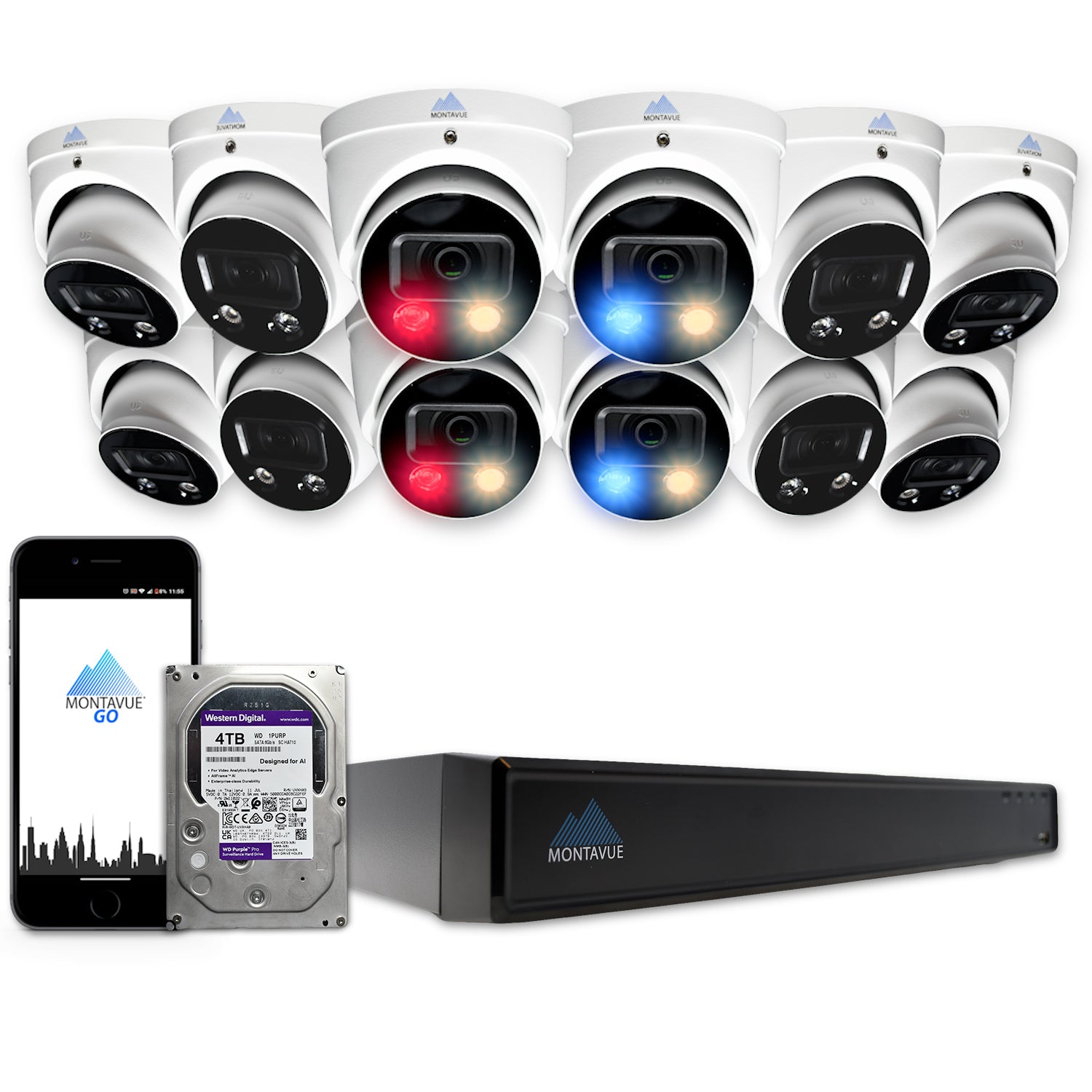MTT8106 AD AP 4K Active Deterrence Security Camera System with AcuPick Technology & 16 Channel NVR (4TB HDD Included) - Ideal for Home Surveillance, Business Security & Property Monitoring
