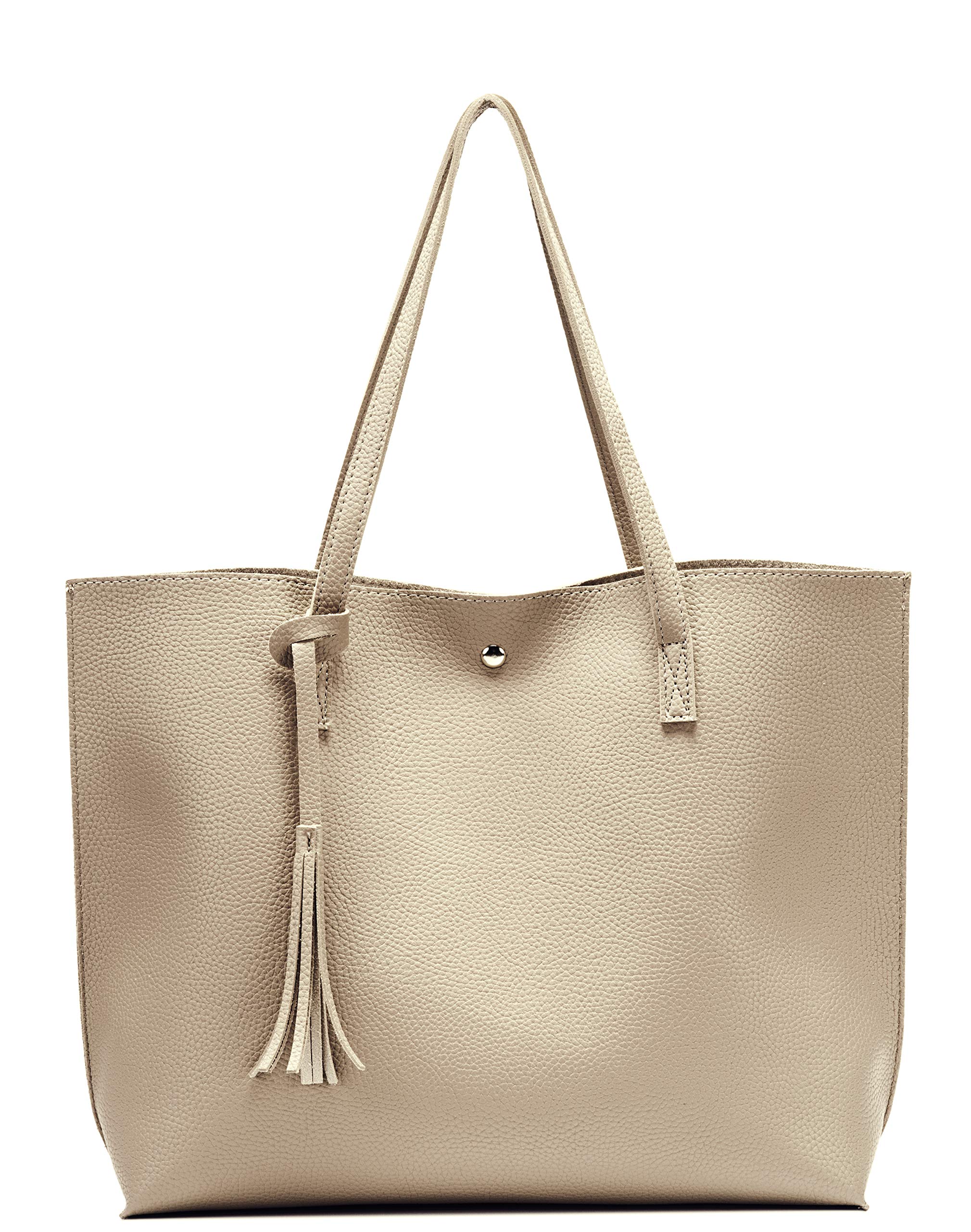 Stylish Women's PU Faux Leather Tote Bag with Tassel - Top Handle Satchel Shoulder Purse for Work, Travel & Everyday Use