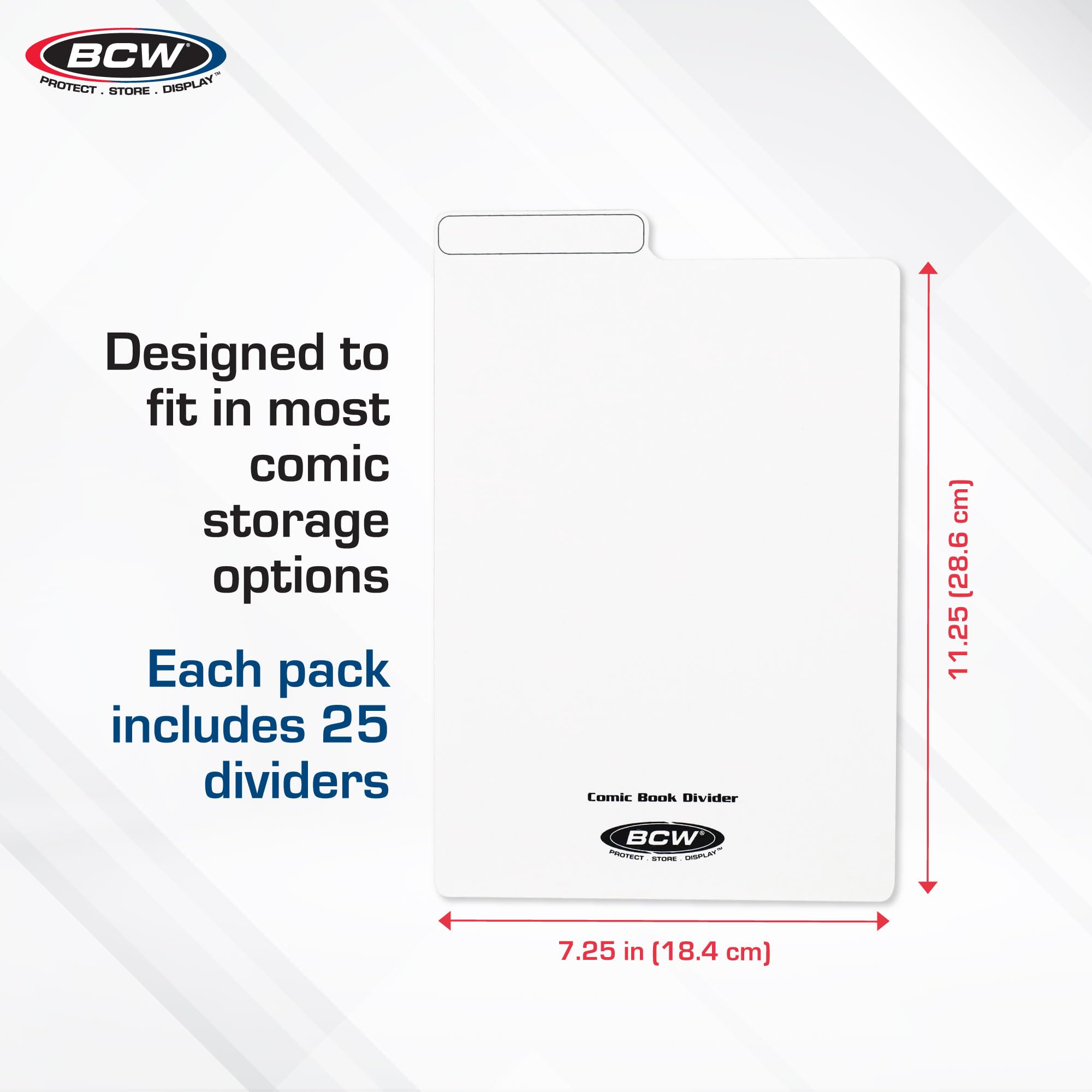BCW Comic Dividers - 25 Pack | Archival Safe Polyethylene Plastic Dividers for Comic Book Storage | Organize & Protect Comics in Storage Boxes | Write-On Index Tabs (White) | Perfect for Collectors & Comic Book Organization