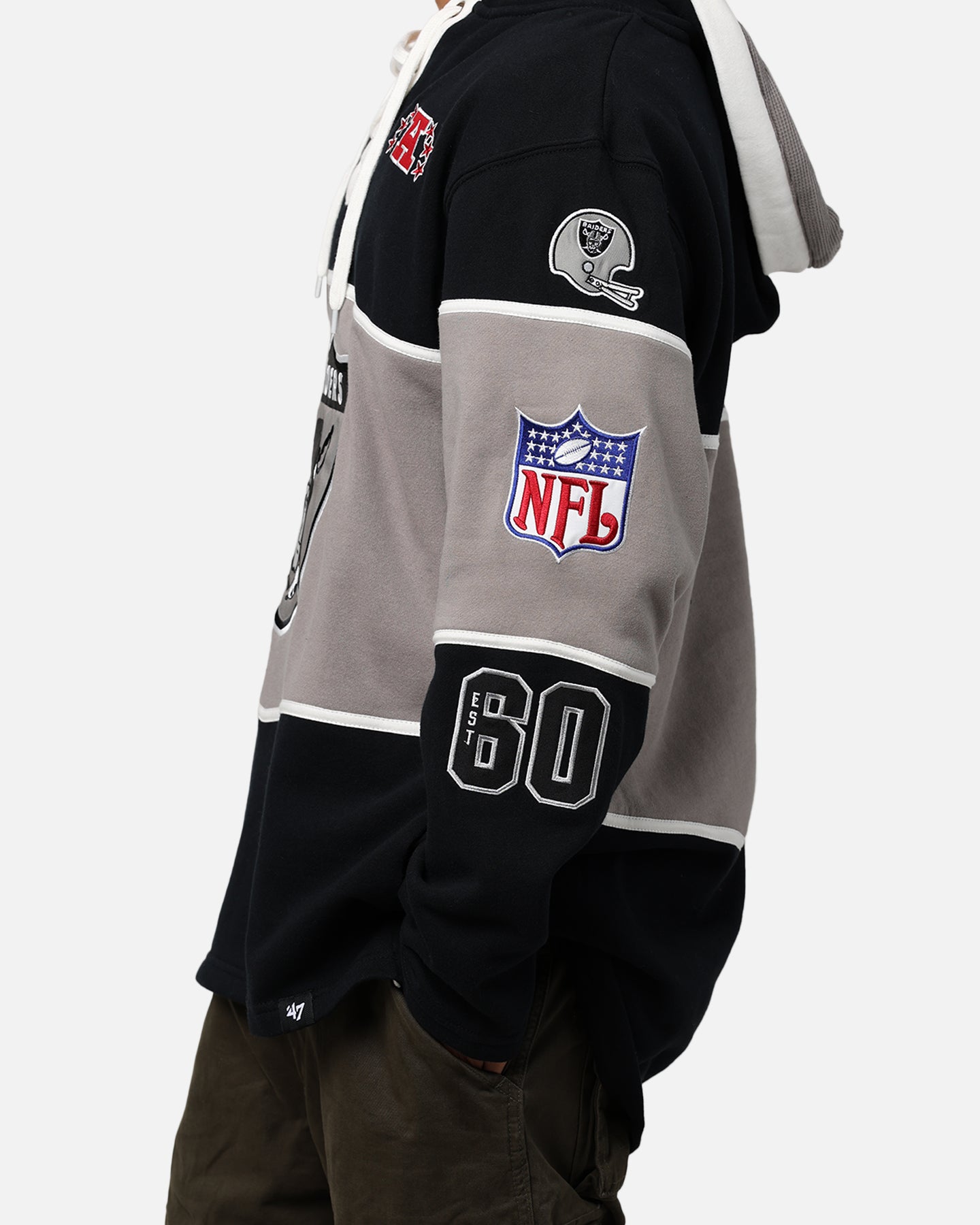 47 Brand Las Vegas Raiders Super Bowl Gridiron Lacer Hoodie - Jet Black NFL Fan Gear for Game Day & Casual Wear
