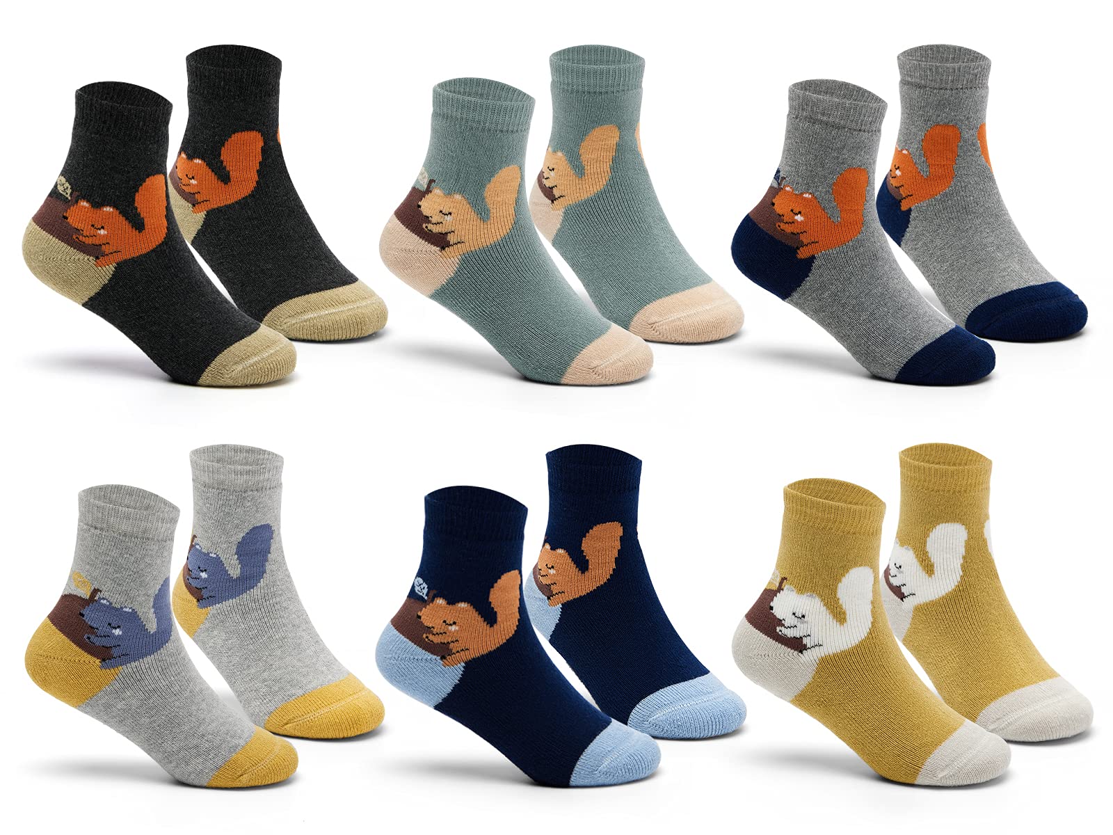 Boys Winter Socks 6-Pack - Warm Thermal Crew Socks for Kids Outdoor Play